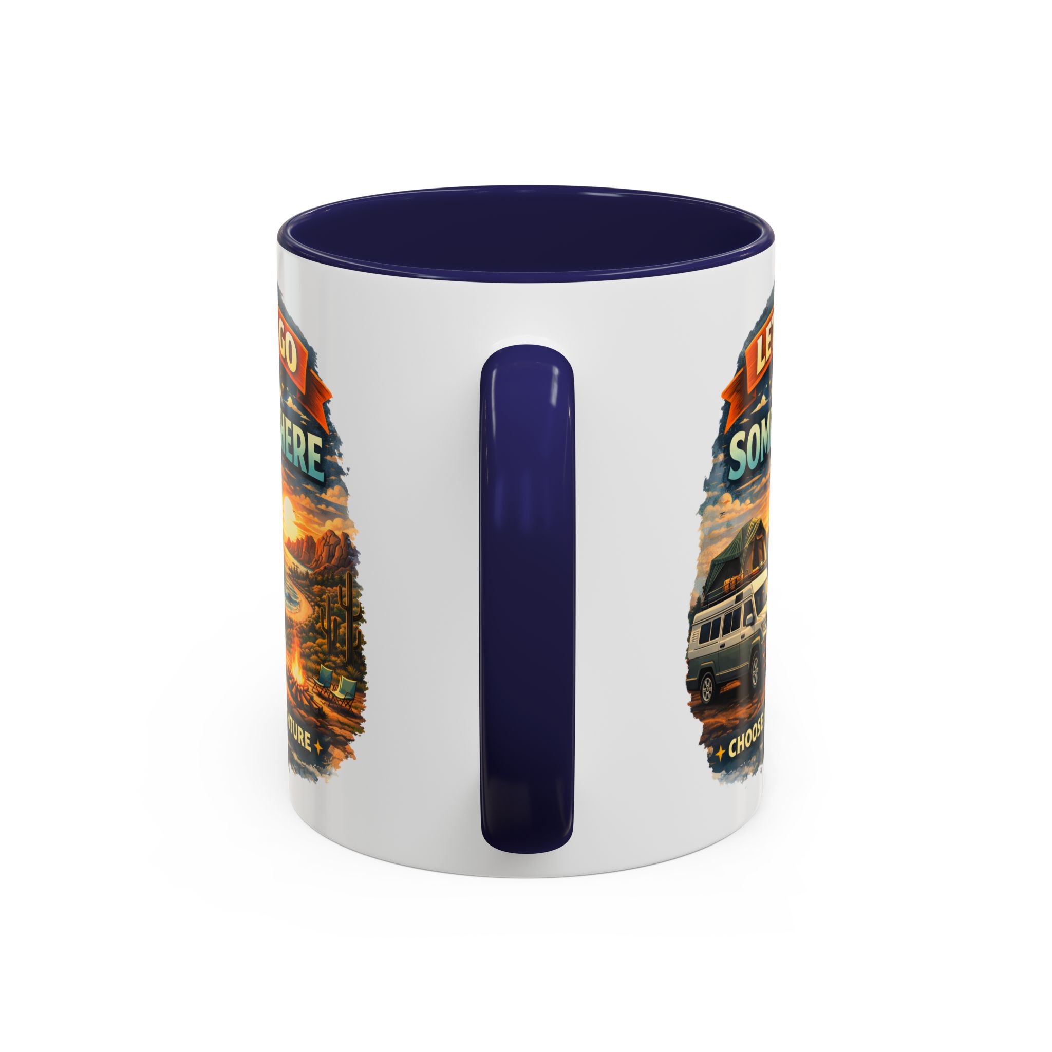 Accent Coffee Mug (11, 15oz) — "Lets Go Somewhere" Design Scenic-Line
