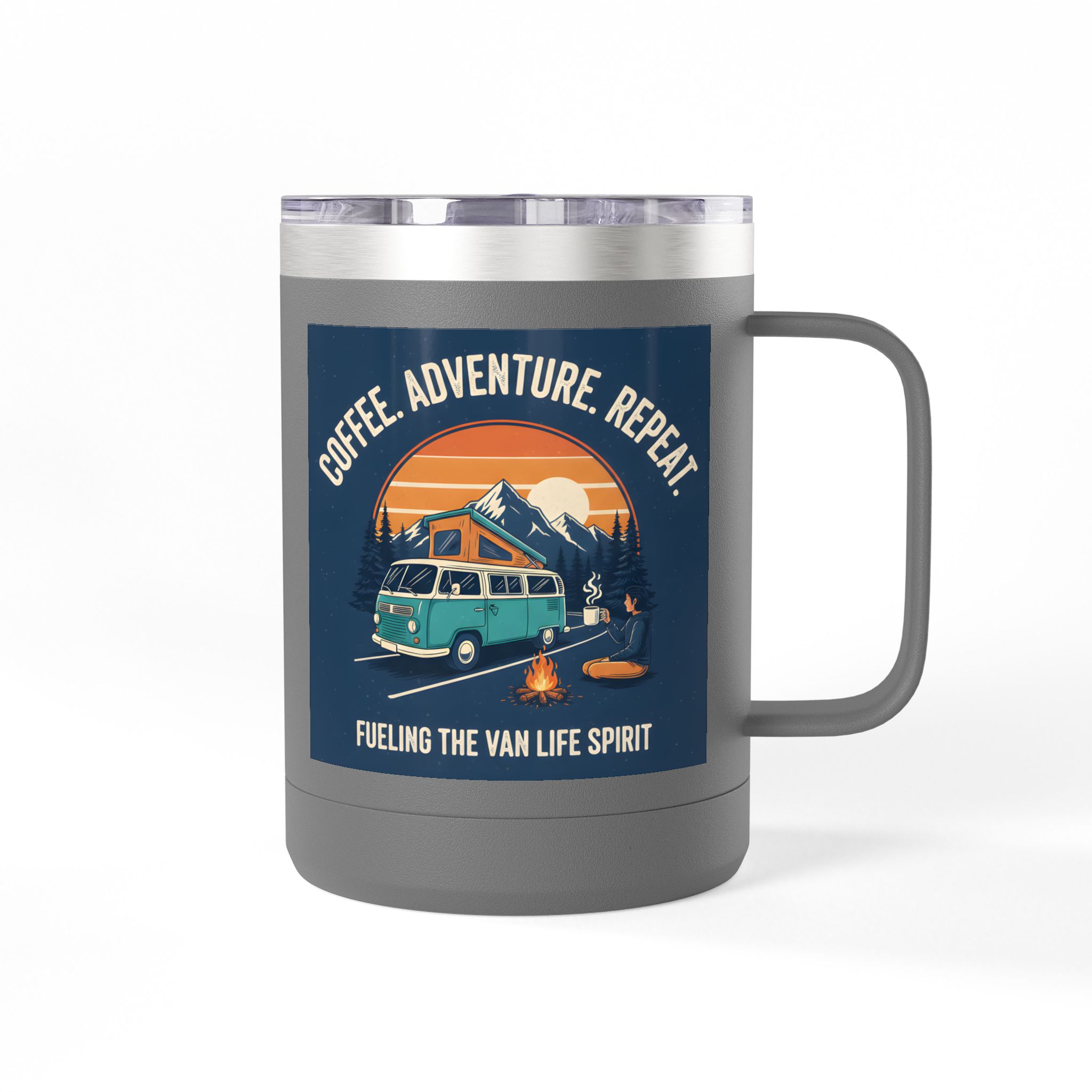 Coffee Mug Tumbler, 15oz — “Coffee. Adventure. Repeat.”