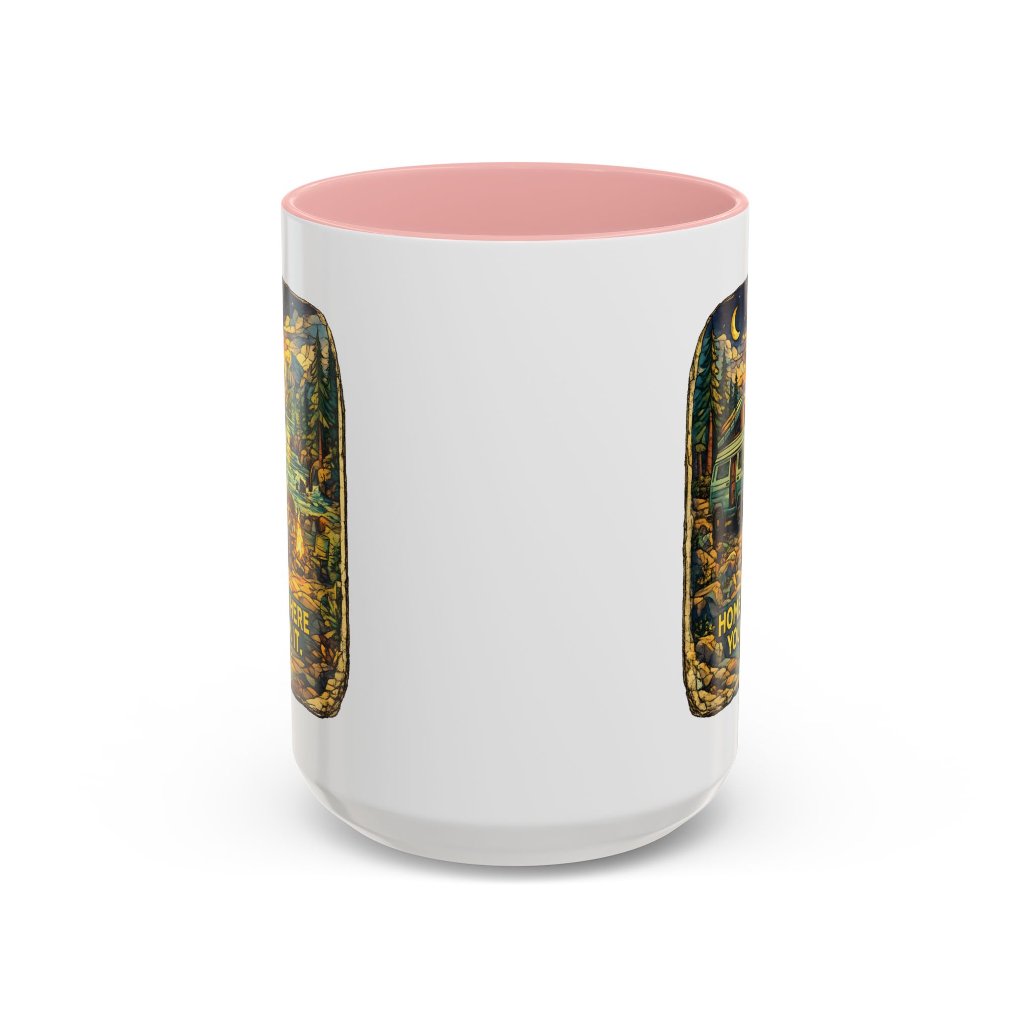 Accent Coffee Mug (11, 15oz) — "Home Is Where You Park It" Design Cubic-Line