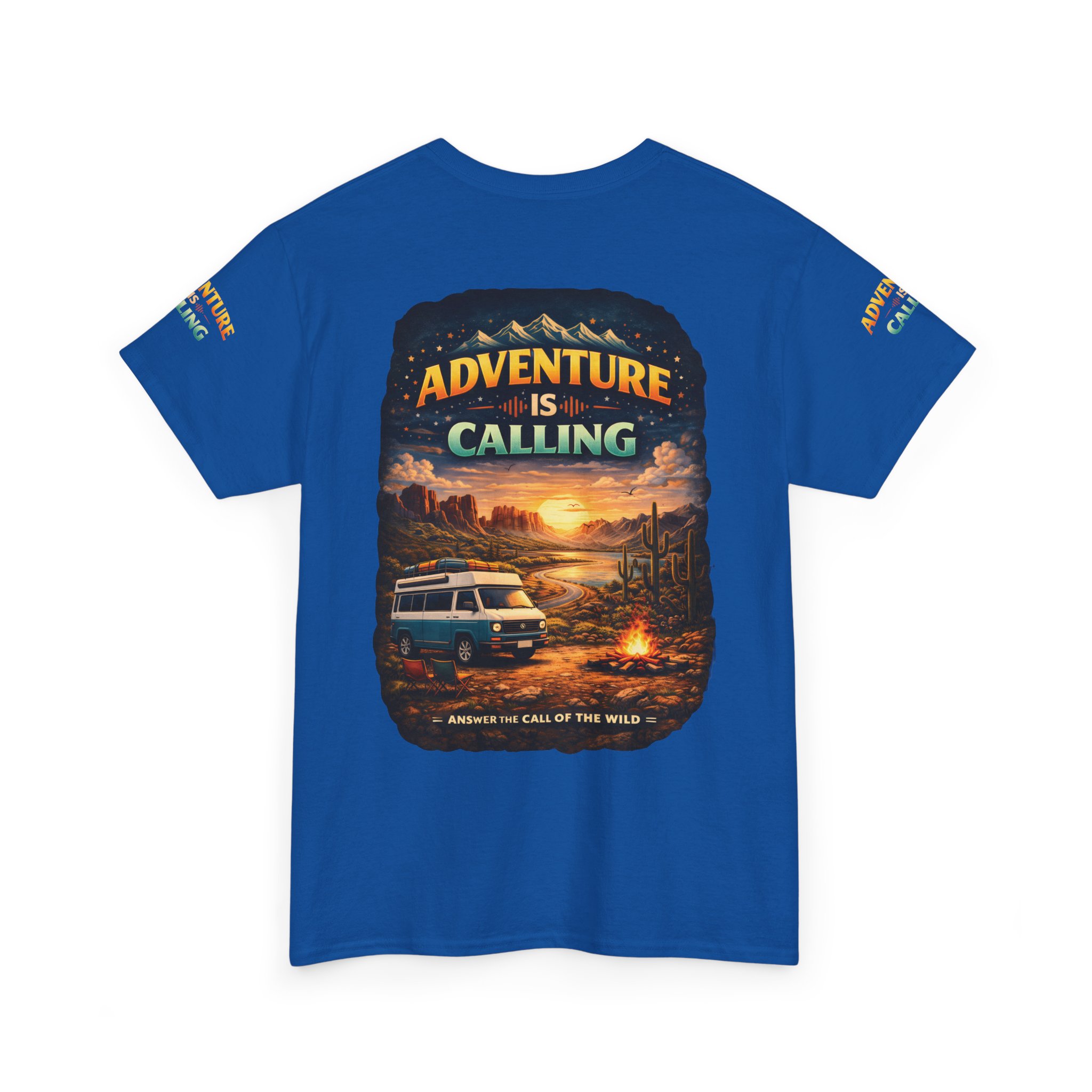 Unisex Heavy Cotton Tee — "Adventure Is Calling" Design Scenic-Line