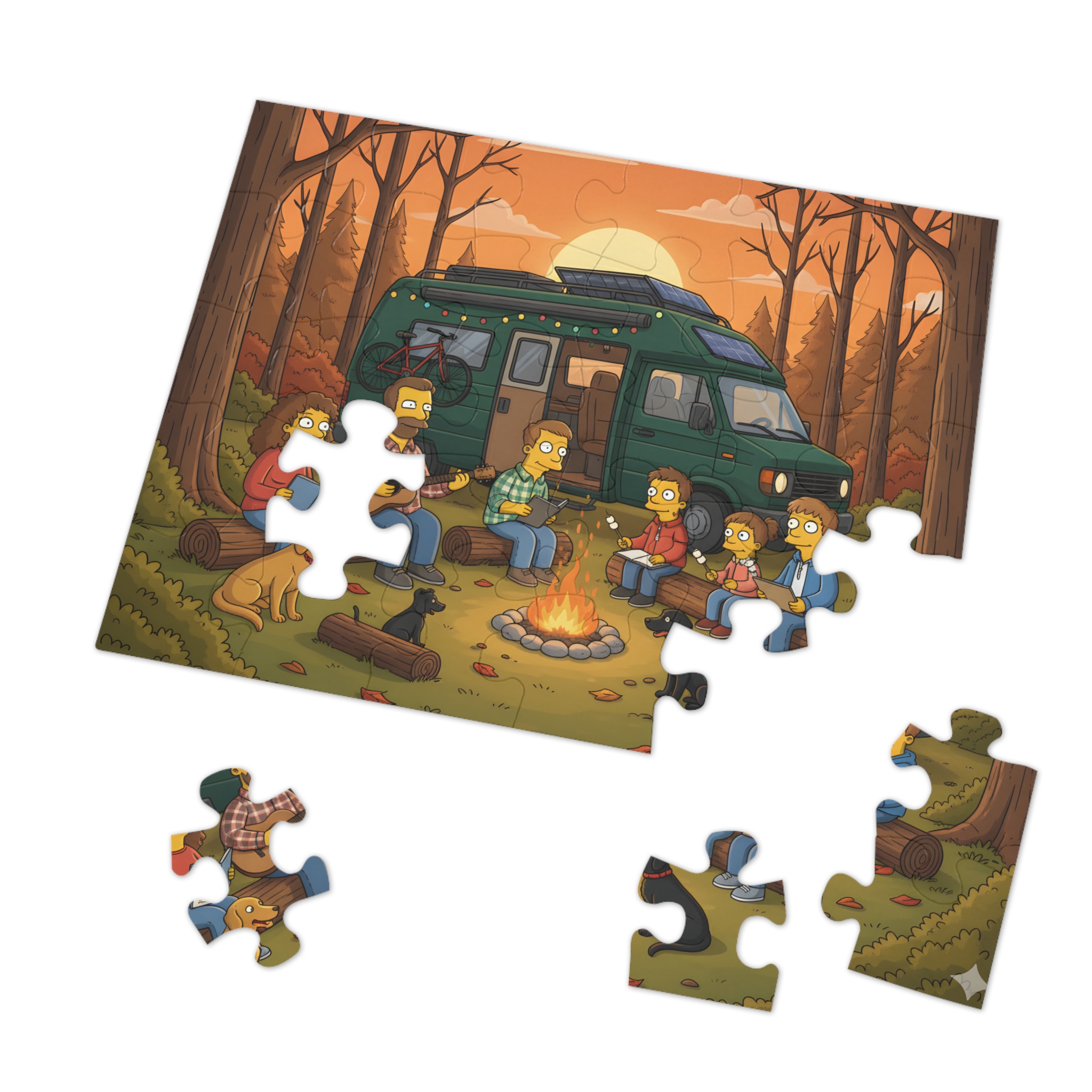 Jigsaw Puzzle with Tin — Scenic Camper Van Campfire