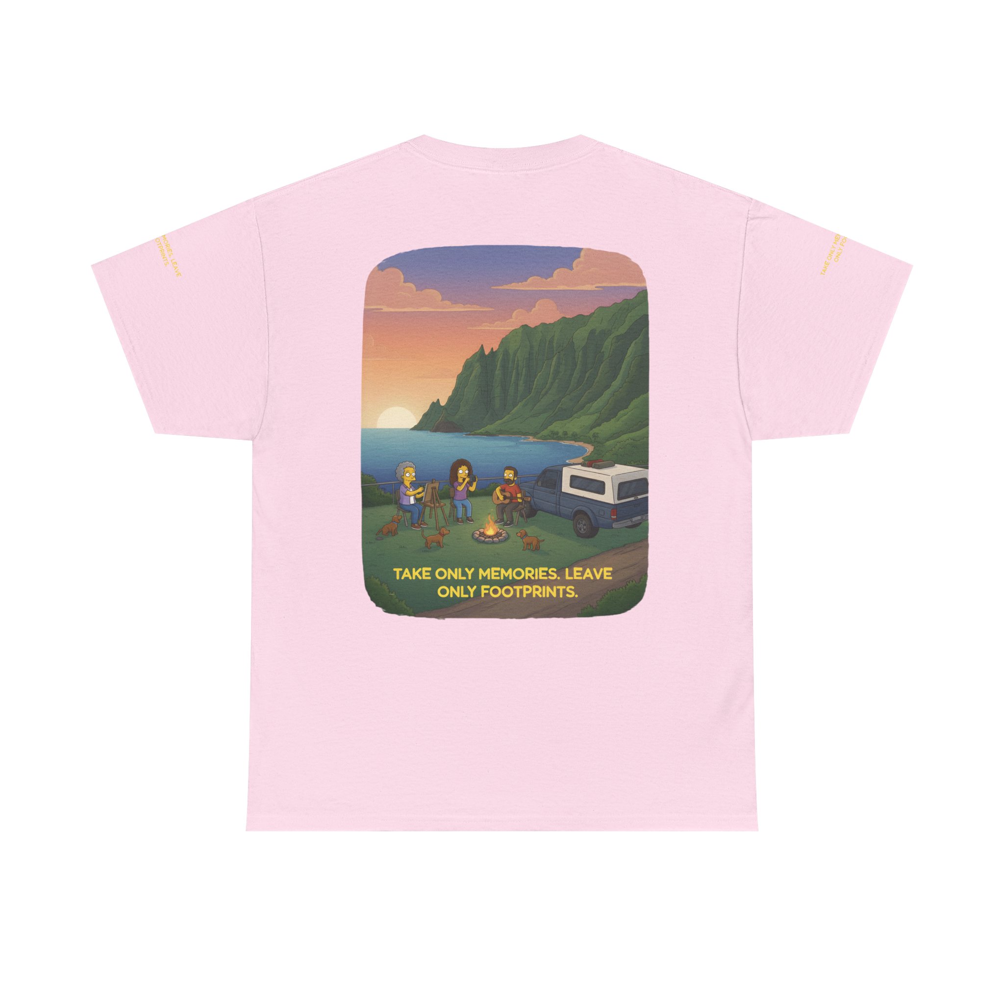 Unisex Heavy Cotton Tee — "Take Only Memories-Leave Only Footprints" Design Sitcom-Line