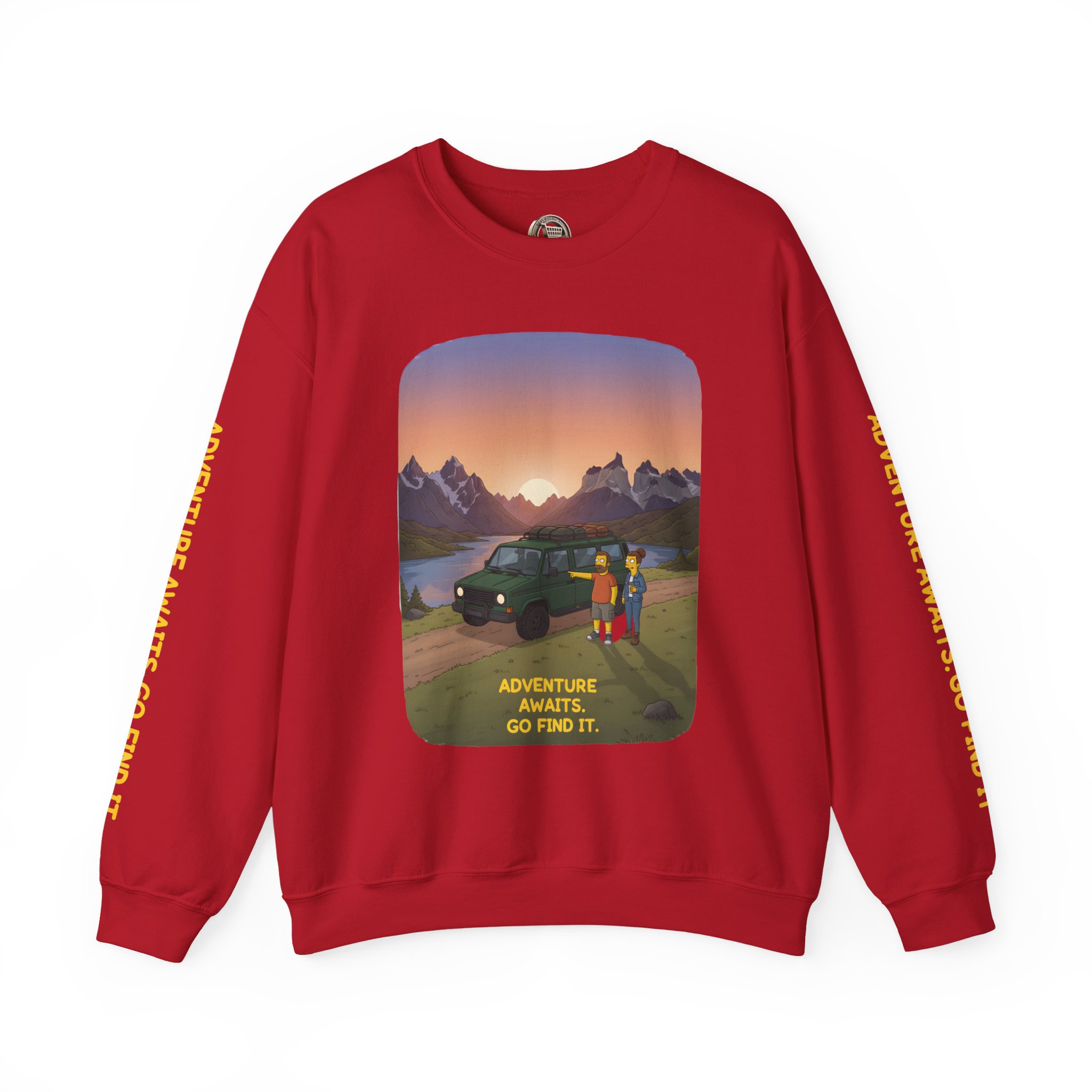 Unisex Heavy Blend™ Crewneck Sweatshirt — "Adventure Awaits-Go Find It" Design Sitcom-Line