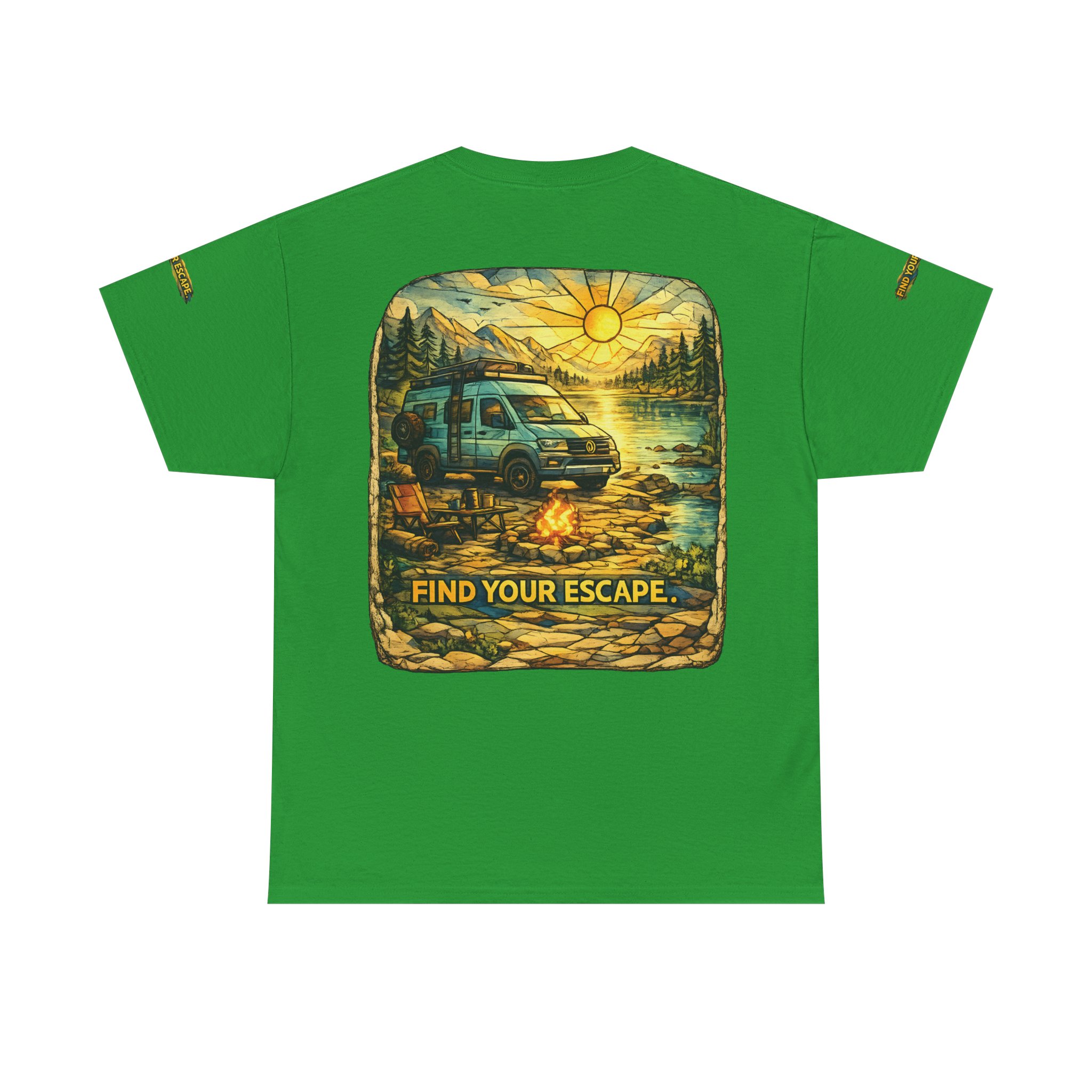 Unisex Heavy Cotton Tee — "Find Your Escape" Design Cubic-Line
