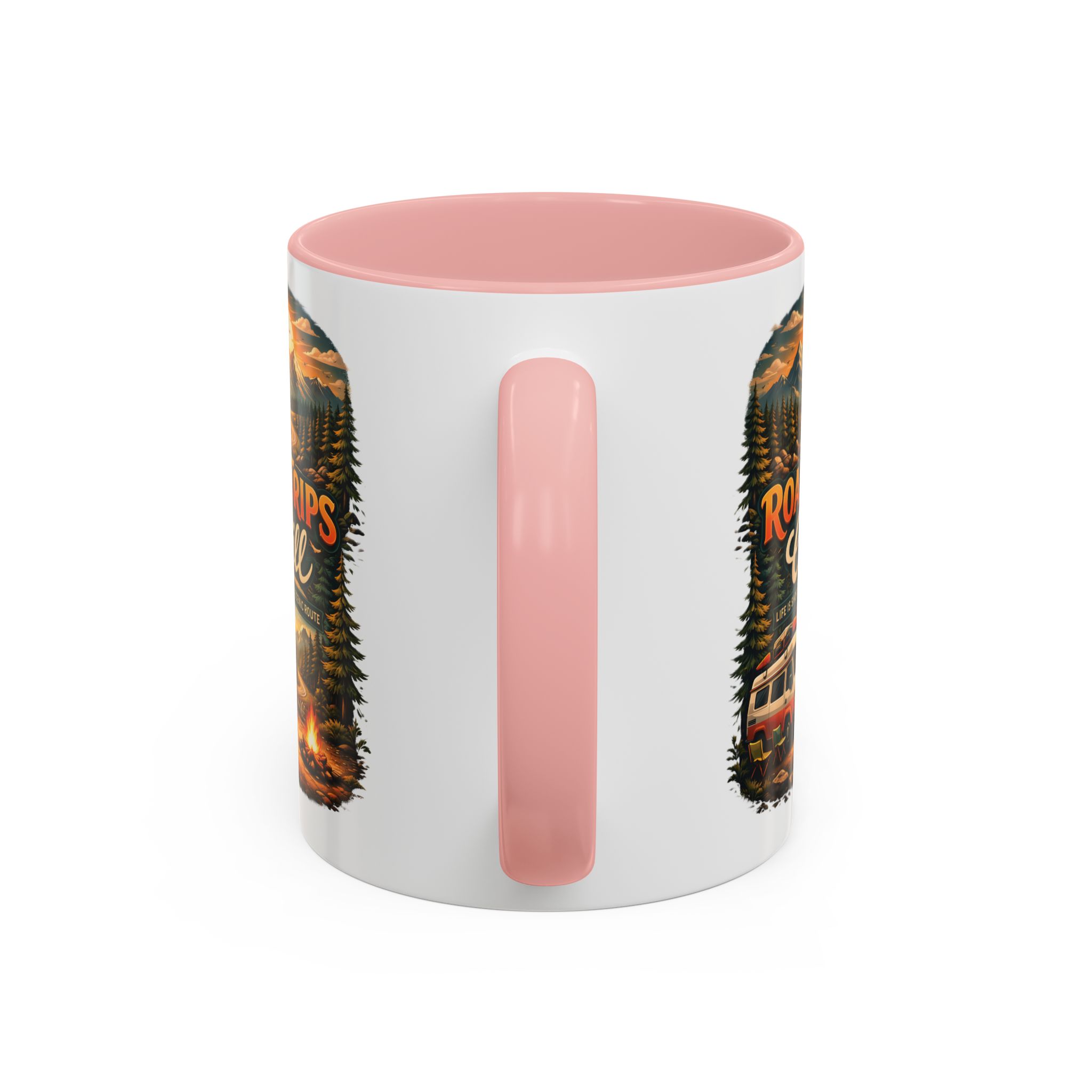 Accent Coffee Mug (11, 15oz) — "Road Trips & Chill" Design Scenic-Line