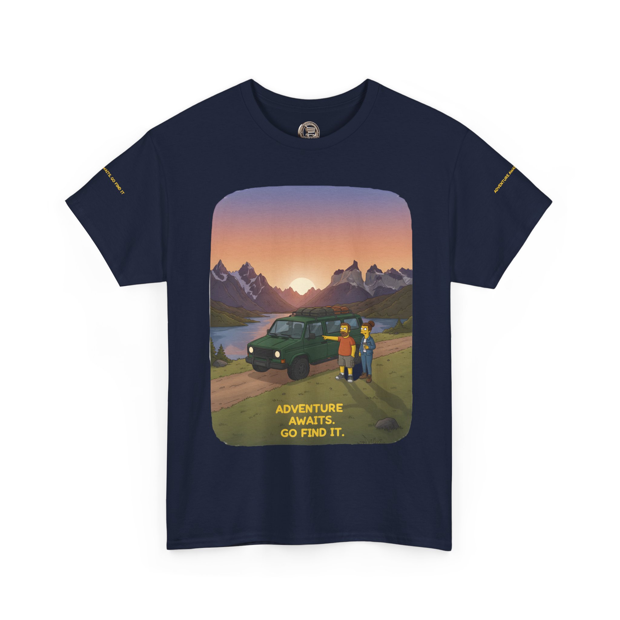 Unisex Heavy Cotton Tee — "Adventure Awaits-Go Find It" Design Sitcom-Line