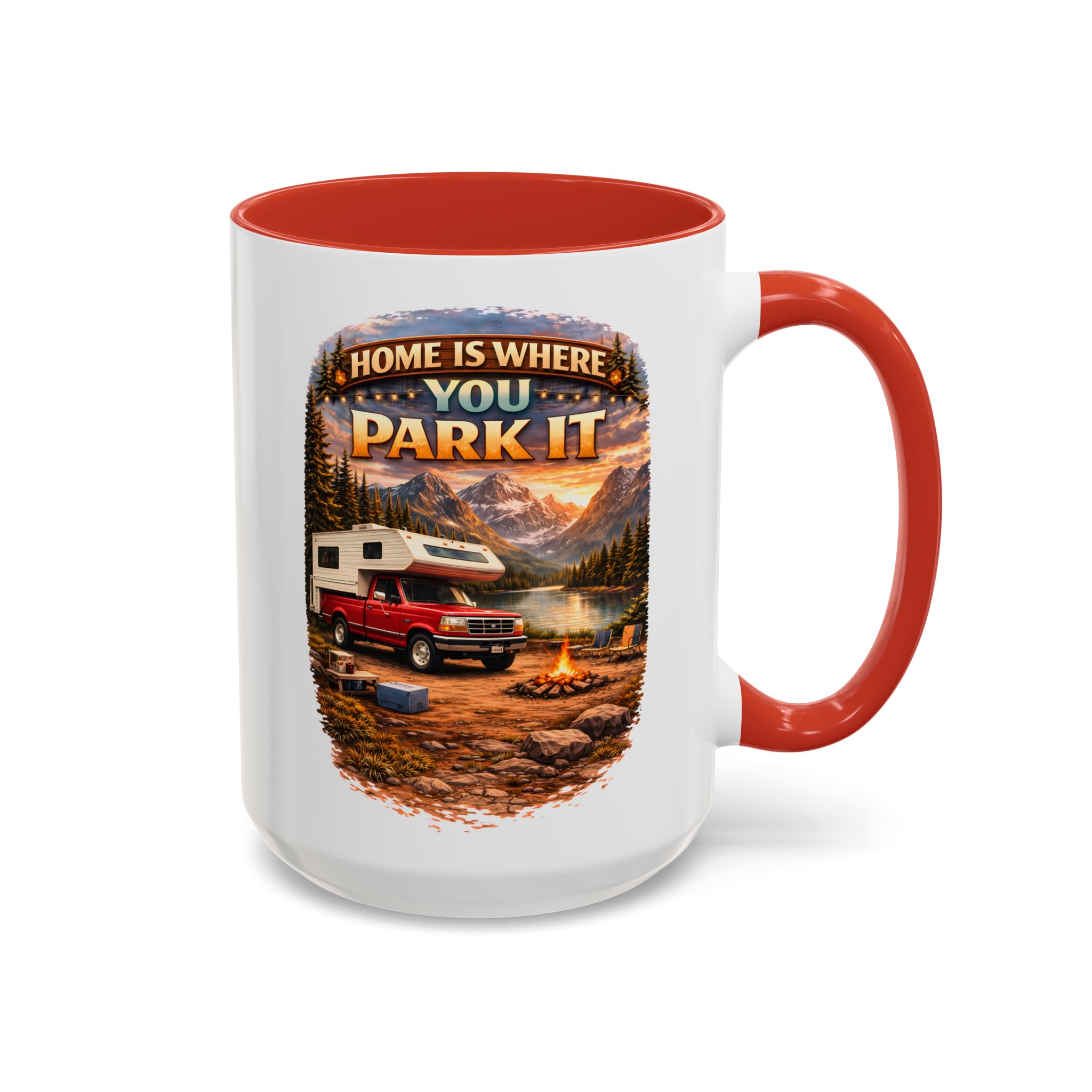Accent Coffee Mug (11, 15oz) — "Home Is Where You Park It" Design Scenic-Line