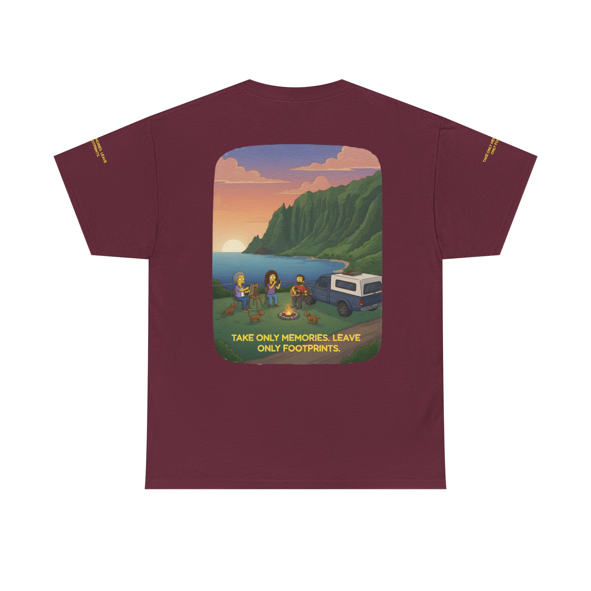 Unisex Heavy Cotton Tee — "Take Only Memories-Leave Only Footprints" Design Sitcom-Line