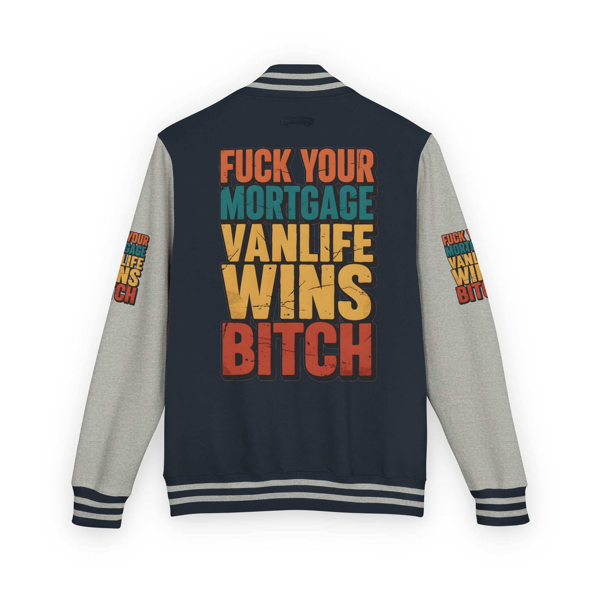 Unisex Heavyweight Letterman Jacket — "Fuck Your Mortgage" Design F**K-Line