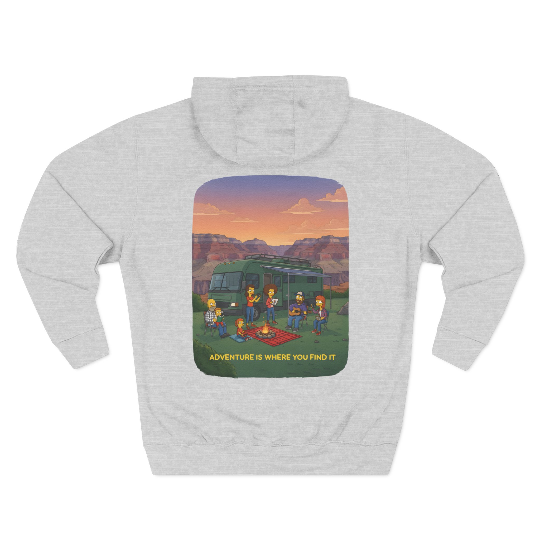 Three-Panel Fleece Hoodie - "Adventure Is Where You Find It" Design Sitcom-Line
