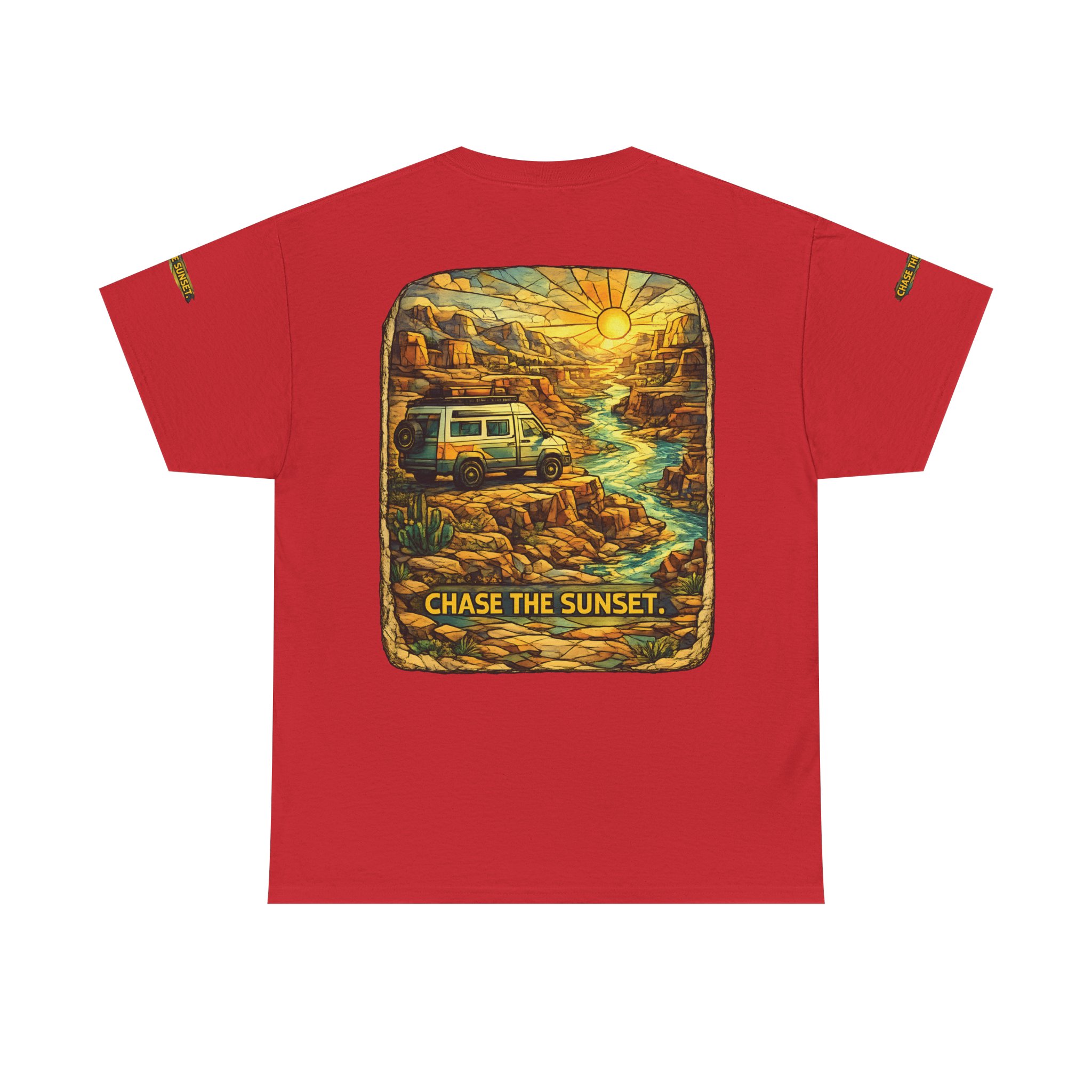 6033202444920901380_2048.jpeg Unisex Heavy Cotton Tee — "Chase The Sunset" Design Cubic-Line
