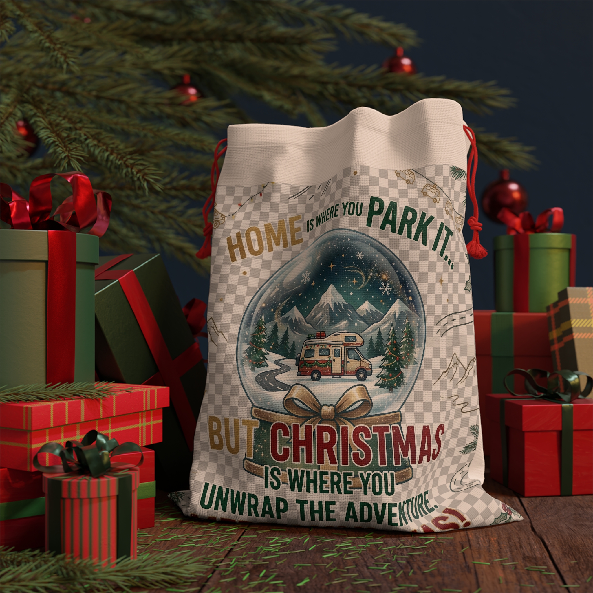 Gift Bag | "Home Is Where You Park It-But Christmas Is Where You Unwrap The Adventure - Merry Van-mas" Camper