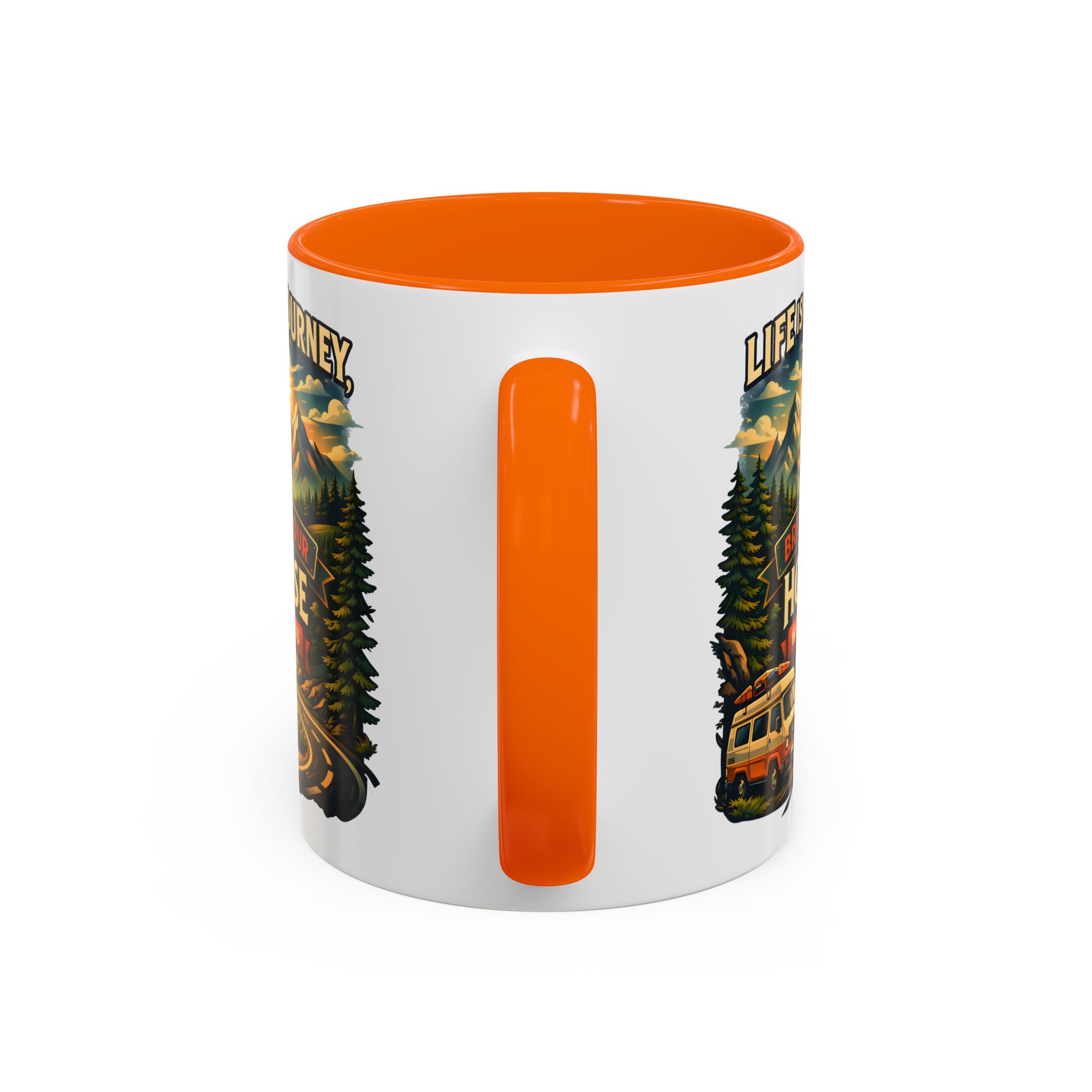 Accent Coffee Mug (11, 15oz) — "Live Is A Journey-Bring Your House With You" Design Scenic-Line