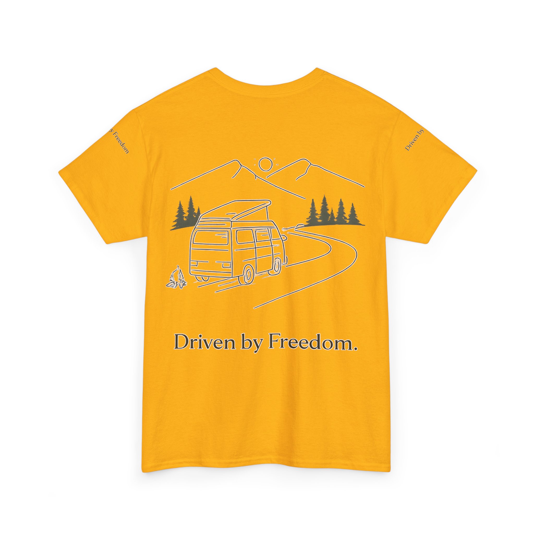 Unisex Heavy Cotton Tee — "Driven By Freedom" Design Minimal-Line