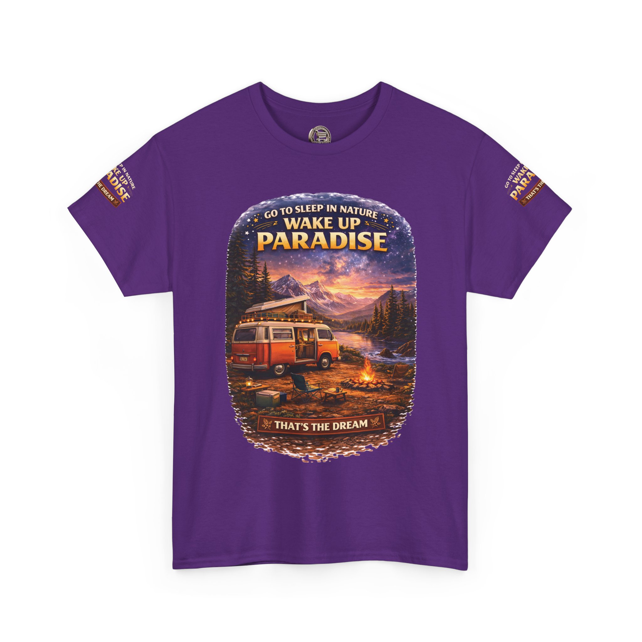 Unisex Heavy Cotton Tee — "Go To Sleep In Nature " Design Scenic-Line