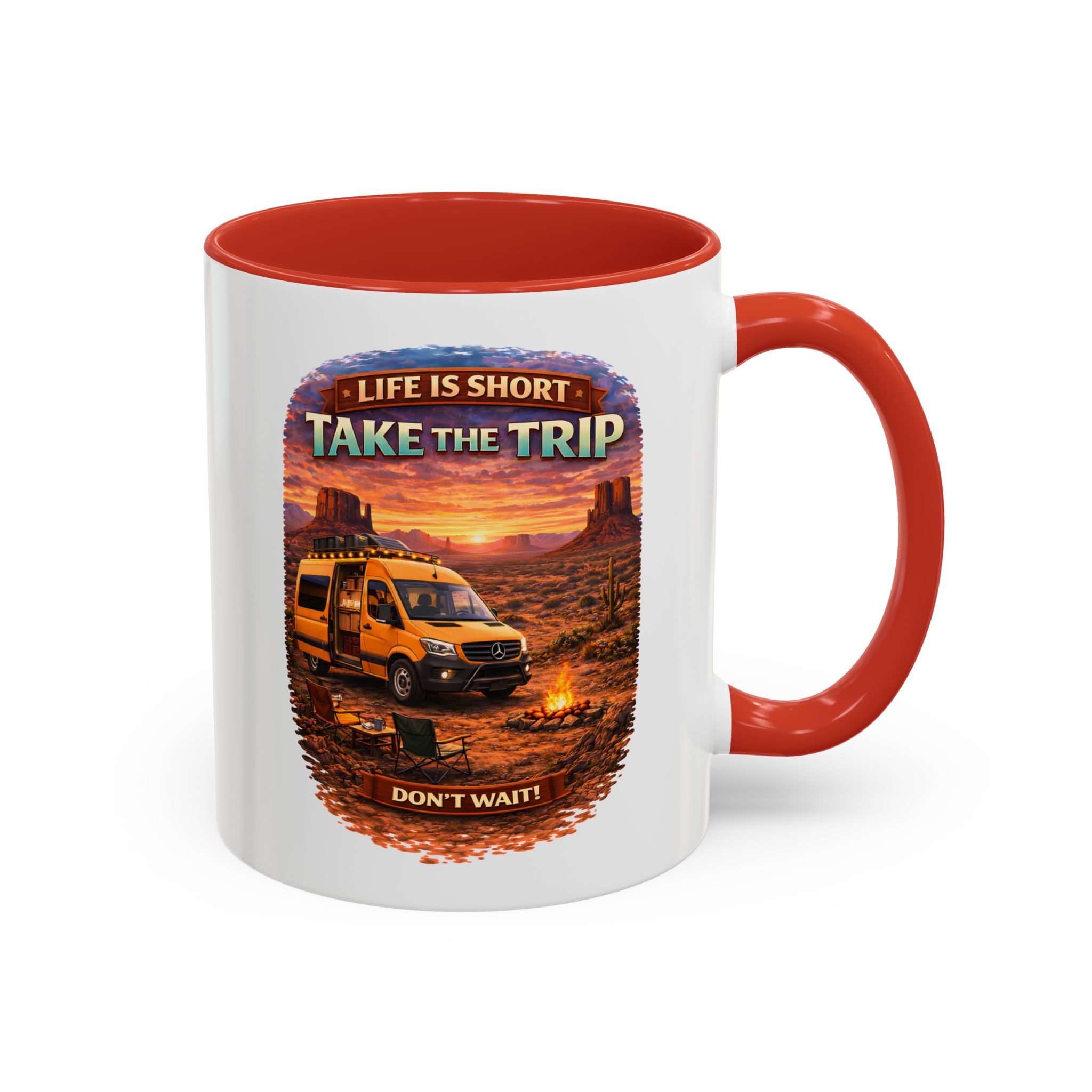 Accent Coffee Mug (11, 15oz) — "Live Is Short Take The Trip" Design Scenic-Line