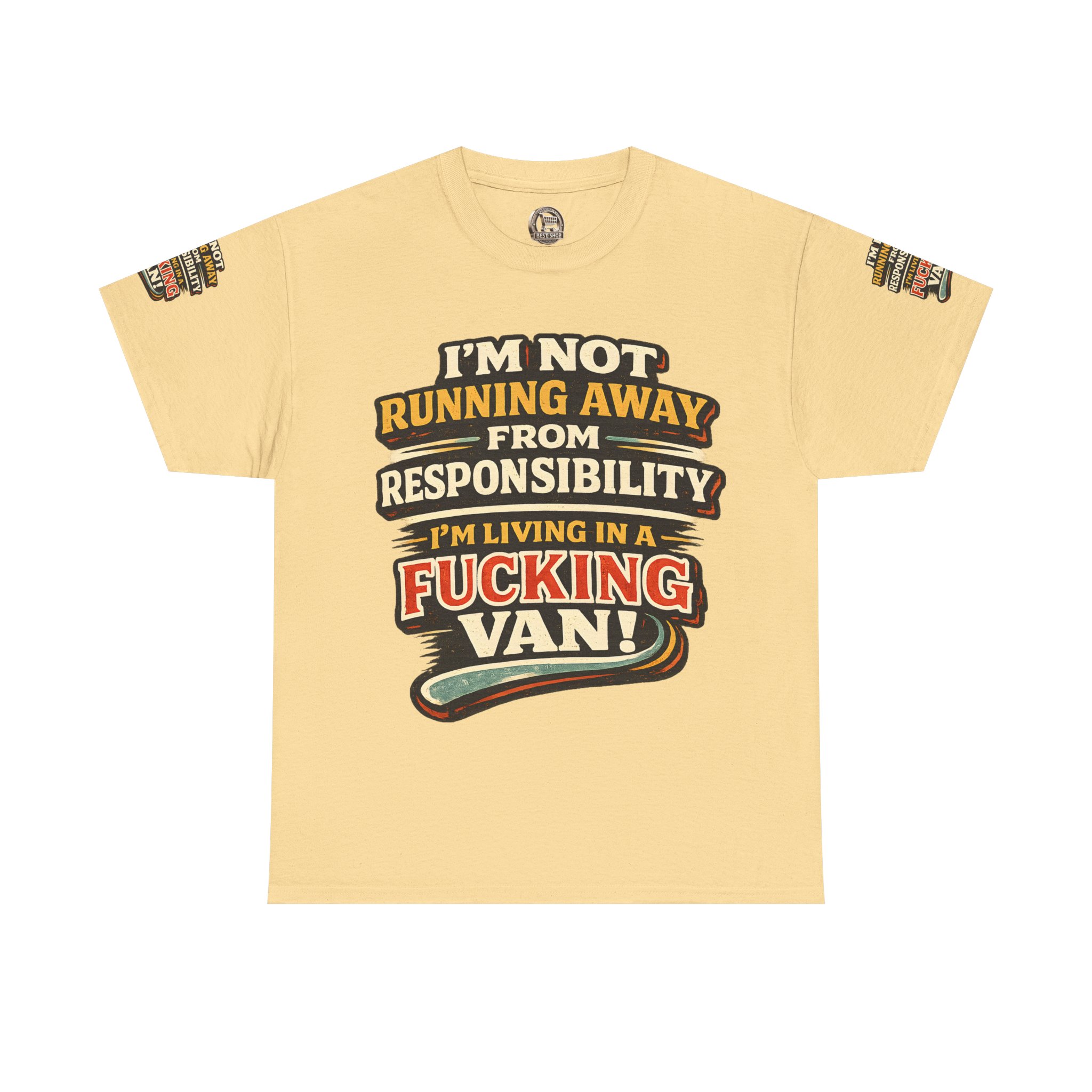 Unisex Heavy Cotton Tee — "I`m Not running Away" Design F**K-Line