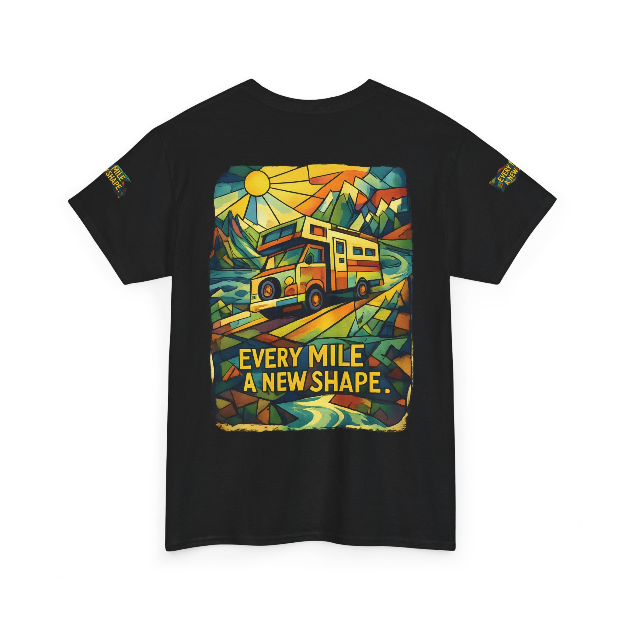 Unisex Heavy Cotton Tee — "Every Mile A New Shape" Design Cubic-Line