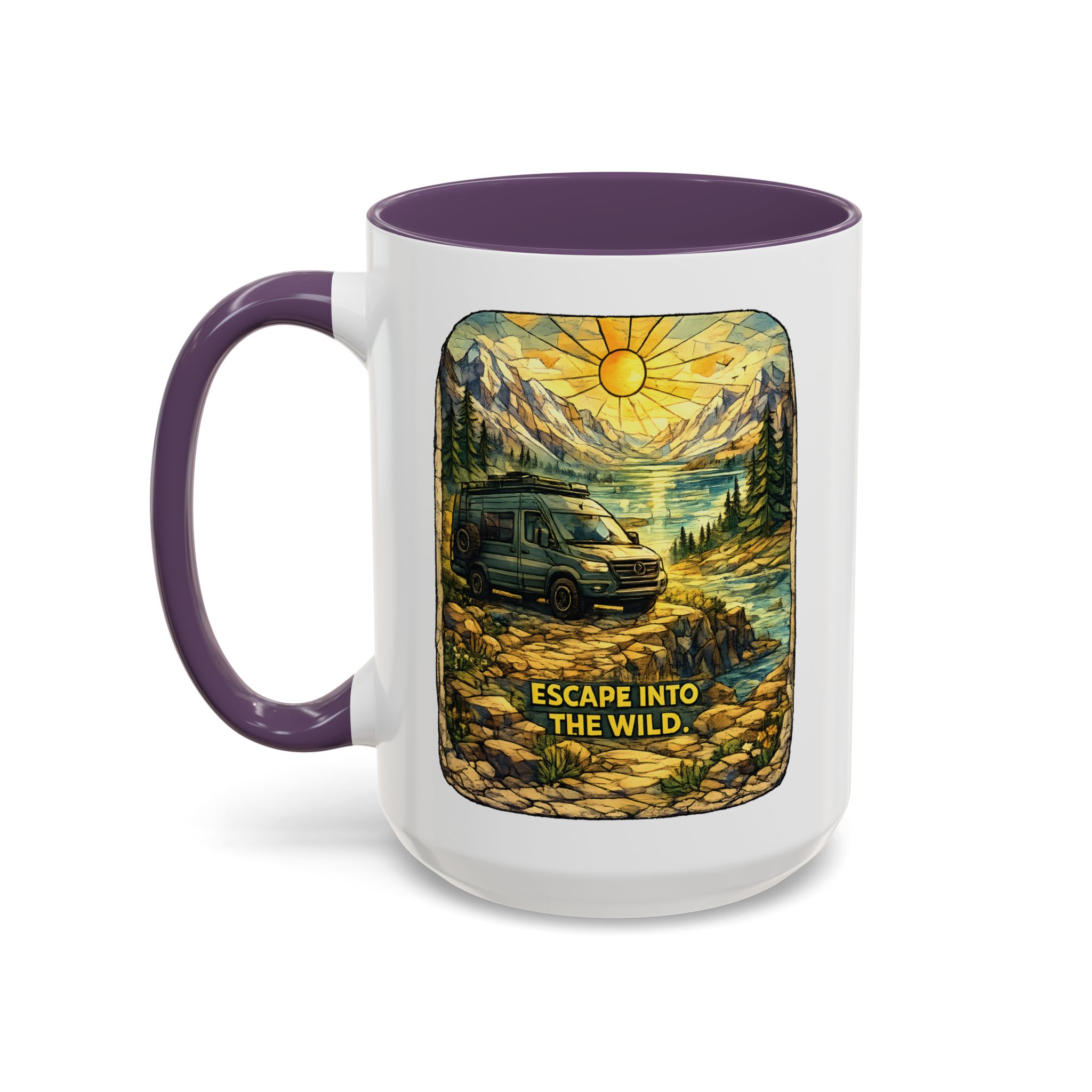 Accent Coffee Mug (11, 15oz) — "Escape Into The Wild" Design Cubic-Line