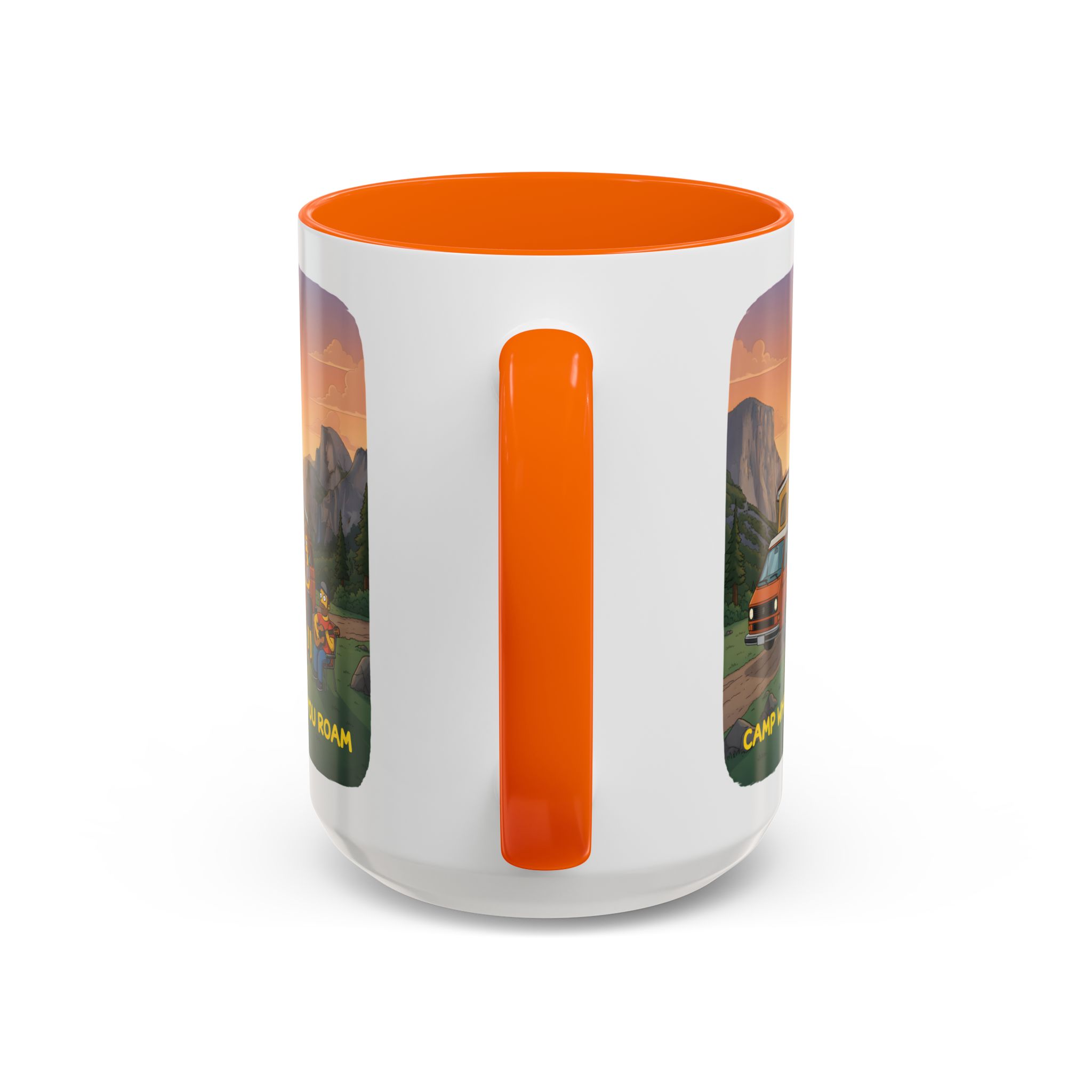 Accent Coffee Mug (11, 15oz) — "Camp Where You Roam" Design Sitcom-Line