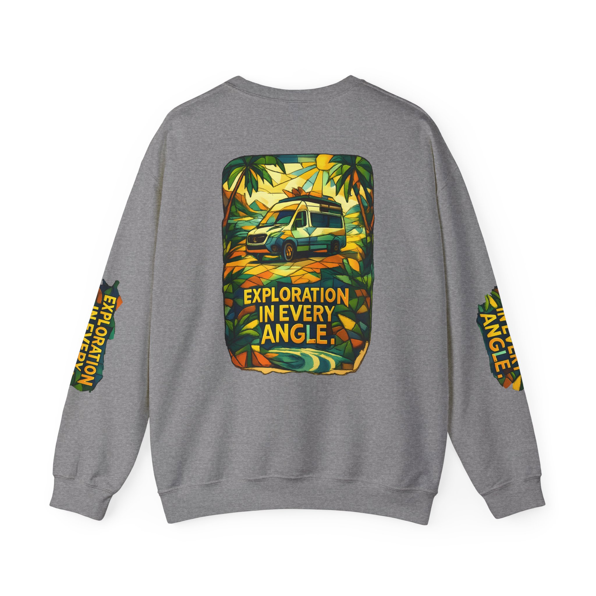 Unisex Heavy Blend™ Crewneck Sweatshirt — "Exploration In Every Angle" Design Cubic-Line