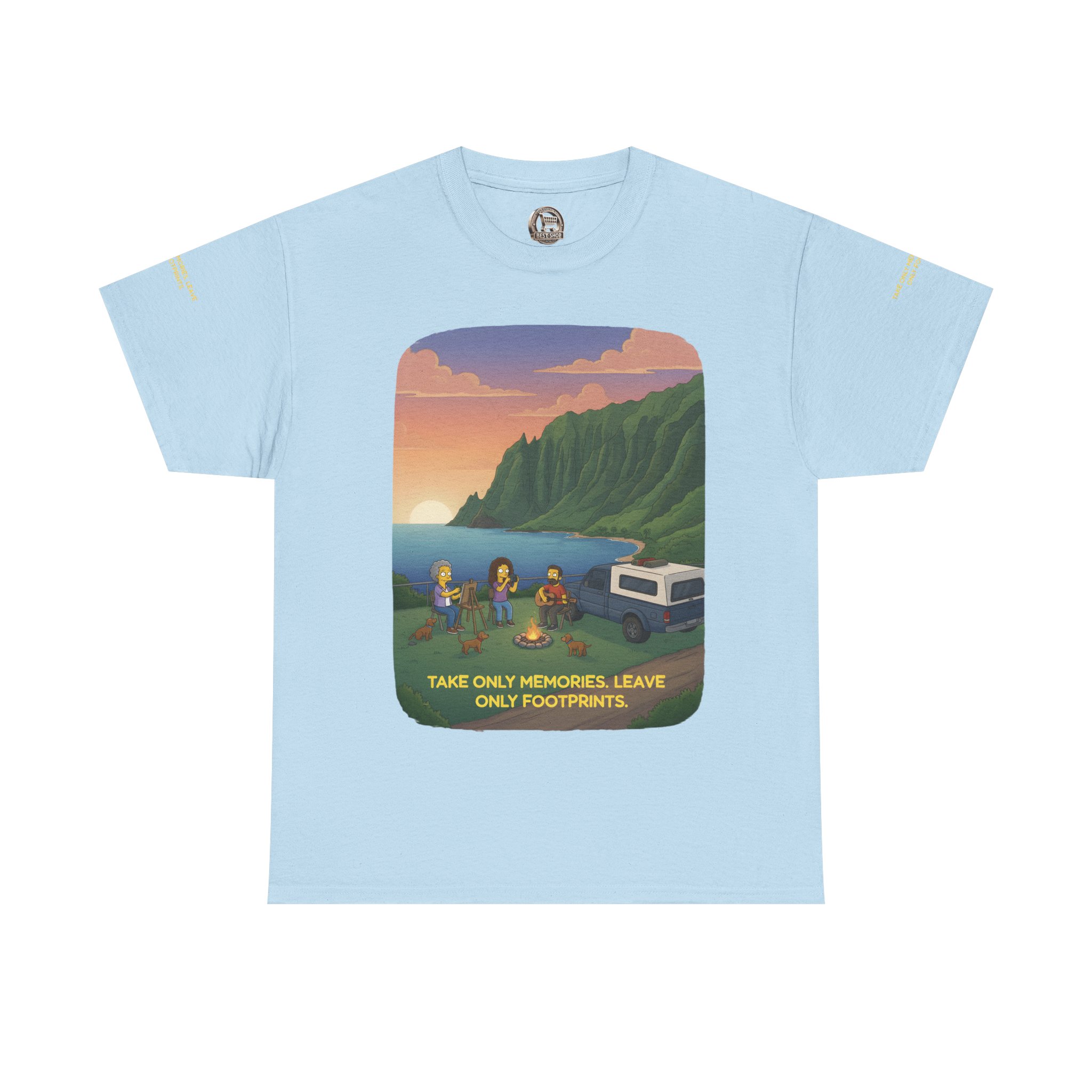 Unisex Heavy Cotton Tee — "Take Only Memories-Leave Only Footprints" Design Sitcom-Line