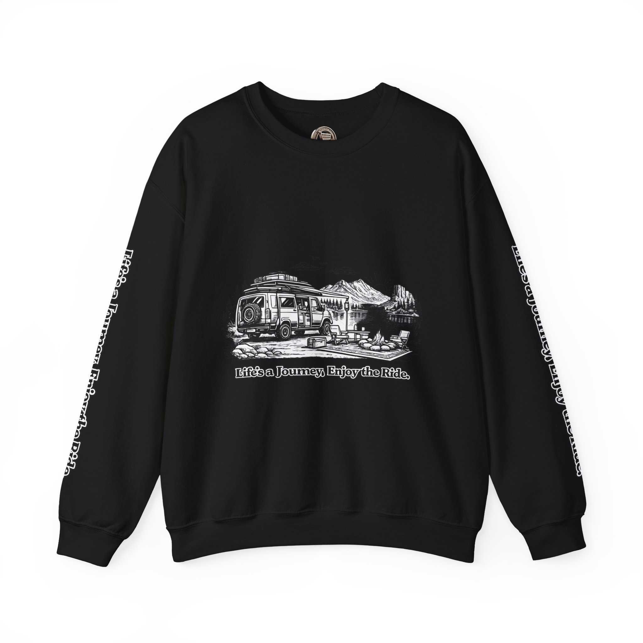 Unisex Heavy Blend™ Crewneck Sweatshirt — "Lifes A Journey,Enjoy The Ride" Design Minimal-Line
