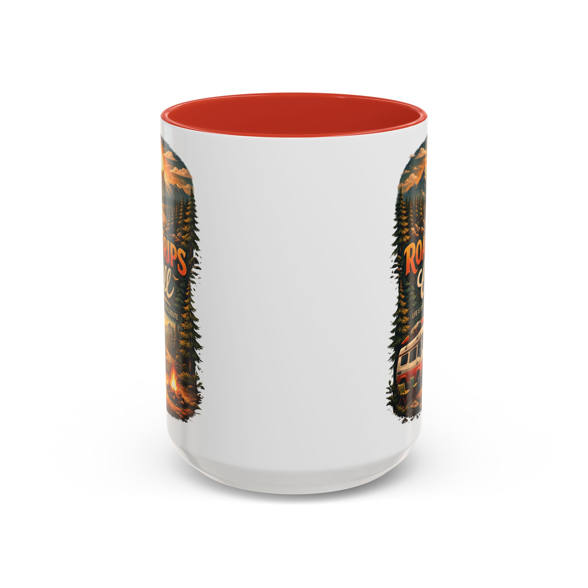 Accent Coffee Mug (11, 15oz) — "Road Trips & Chill" Design Scenic-Line