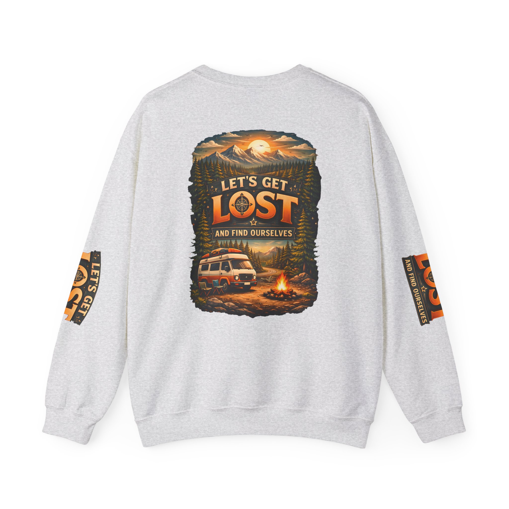Unisex Heavy Blend™ Crewneck Sweatshirt — "Let´s Get Lost And Found Ourselfs" Design Scenic-Line