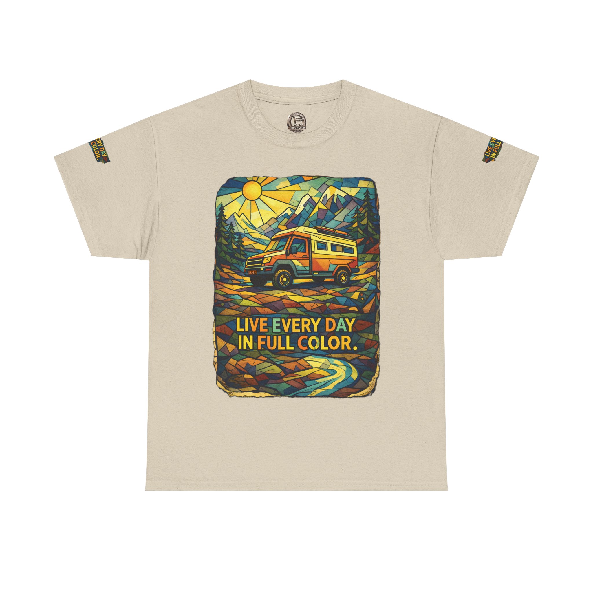 6088293089713535821_2048.jpeg Unisex Heavy Cotton Tee — "Live Life Every Day In Full Color" Design Cubic-Line