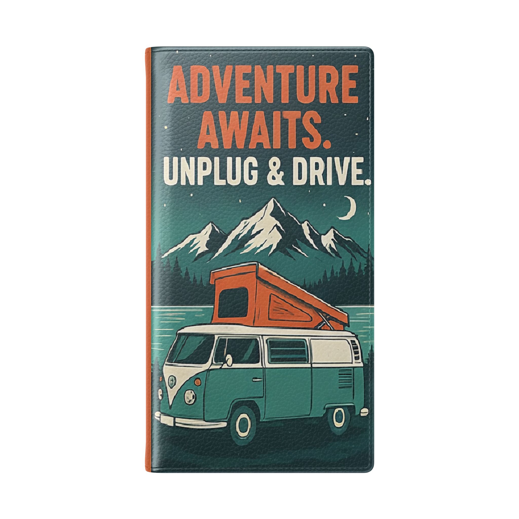 Flip Phone Case — "Adventure Awaits, Fuel Your Journey, Not the WiFi" Wallet Cover