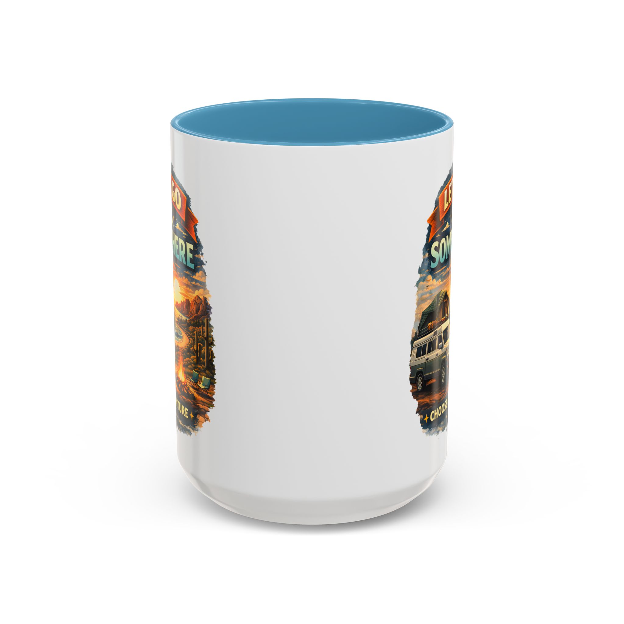 Accent Coffee Mug (11, 15oz) — "Lets Go Somewhere" Design Scenic-Line