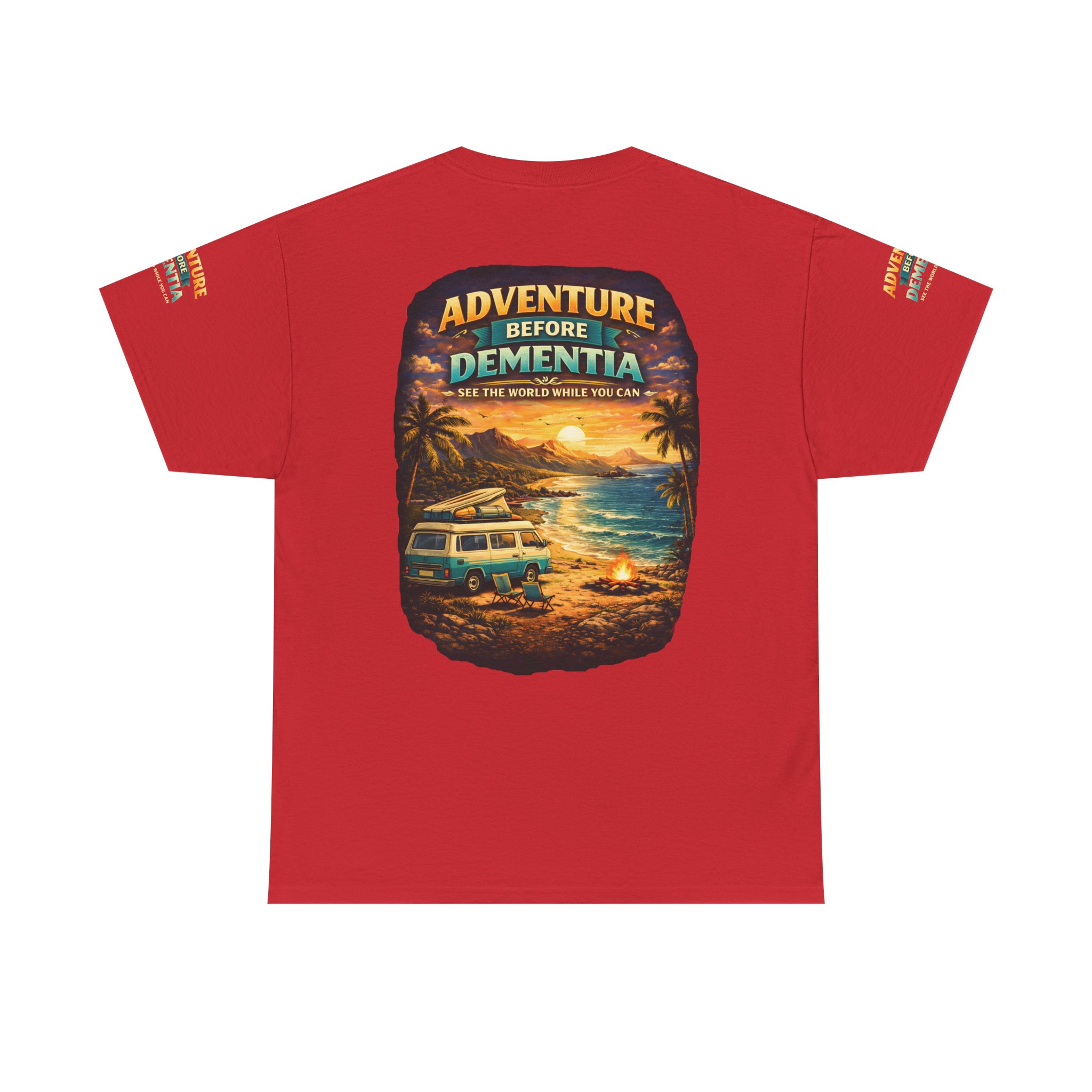 Unisex Heavy Cotton Tee — "Adventure Before Dementia" Design Scenic-Line