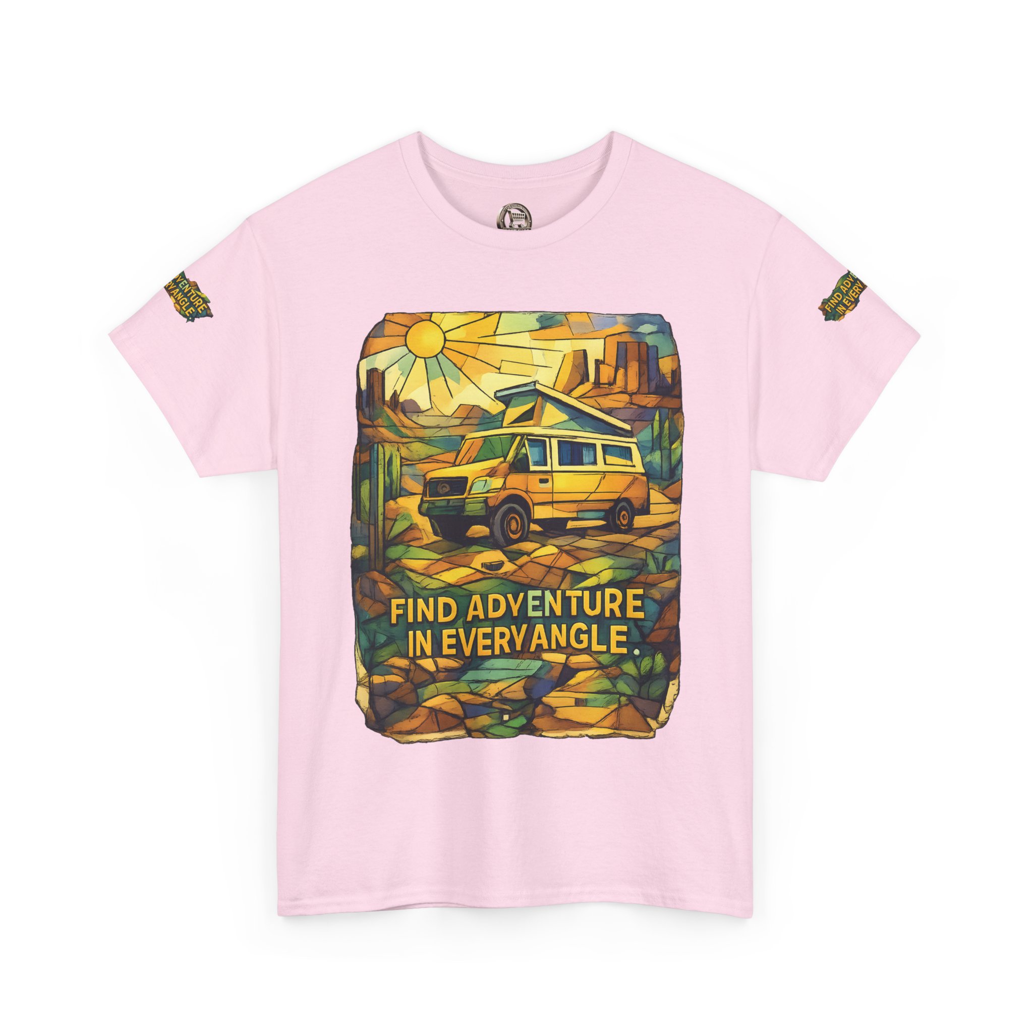 Unisex Heavy Cotton Tee — "Find Adventure In Every Corner" Design Cubic-Line