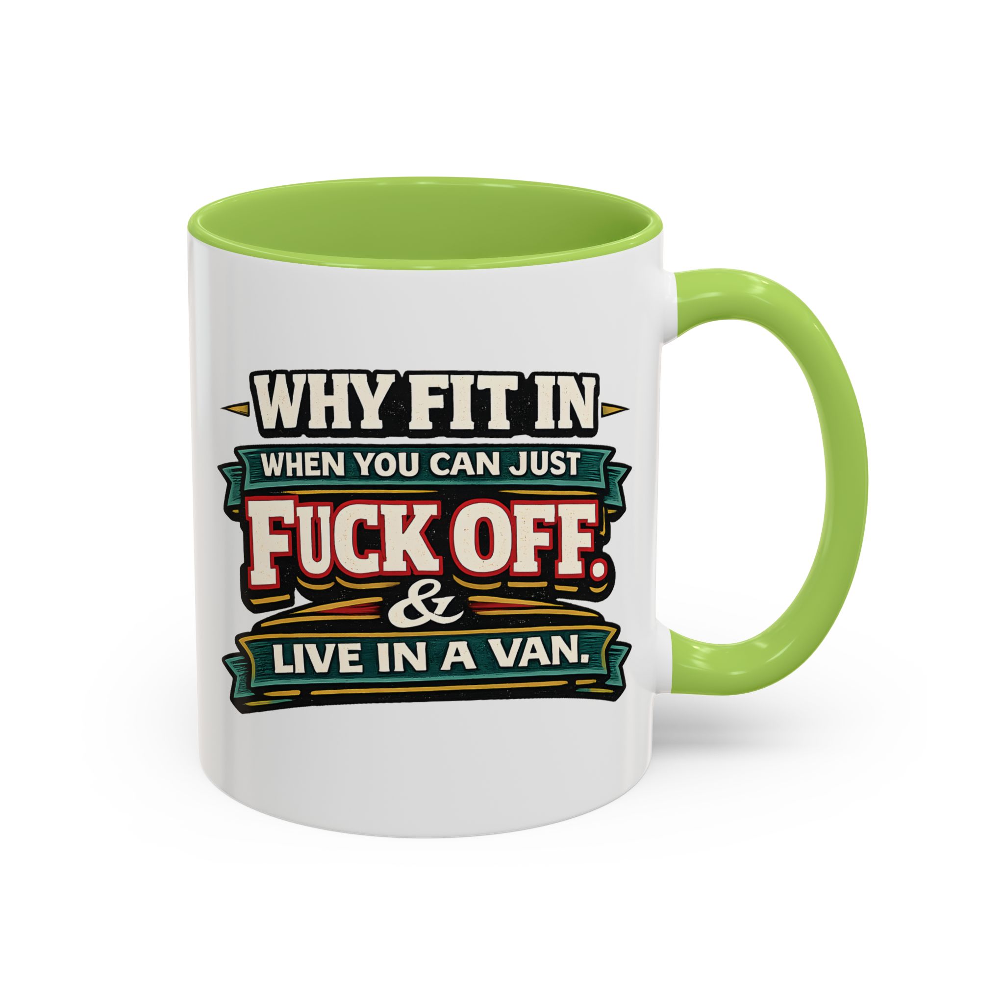 Accent Coffee Mug (11, 15oz) — "Why Fit In" Design F**K-Line