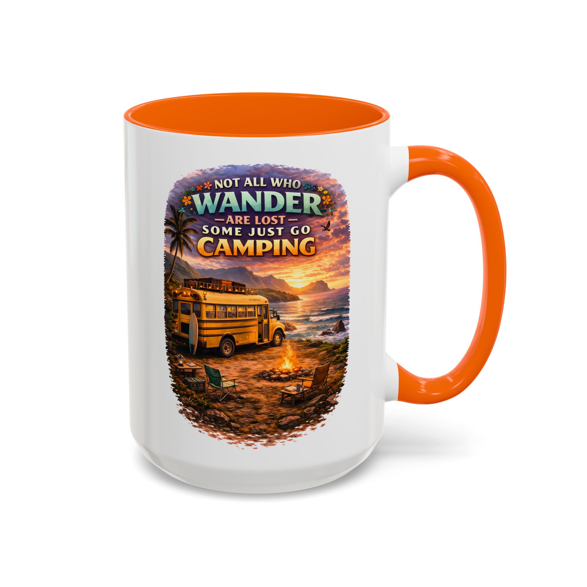 Accent Coffee Mug (11, 15oz) — "Not All Who Wander Are Lost" Design Scenic-Line