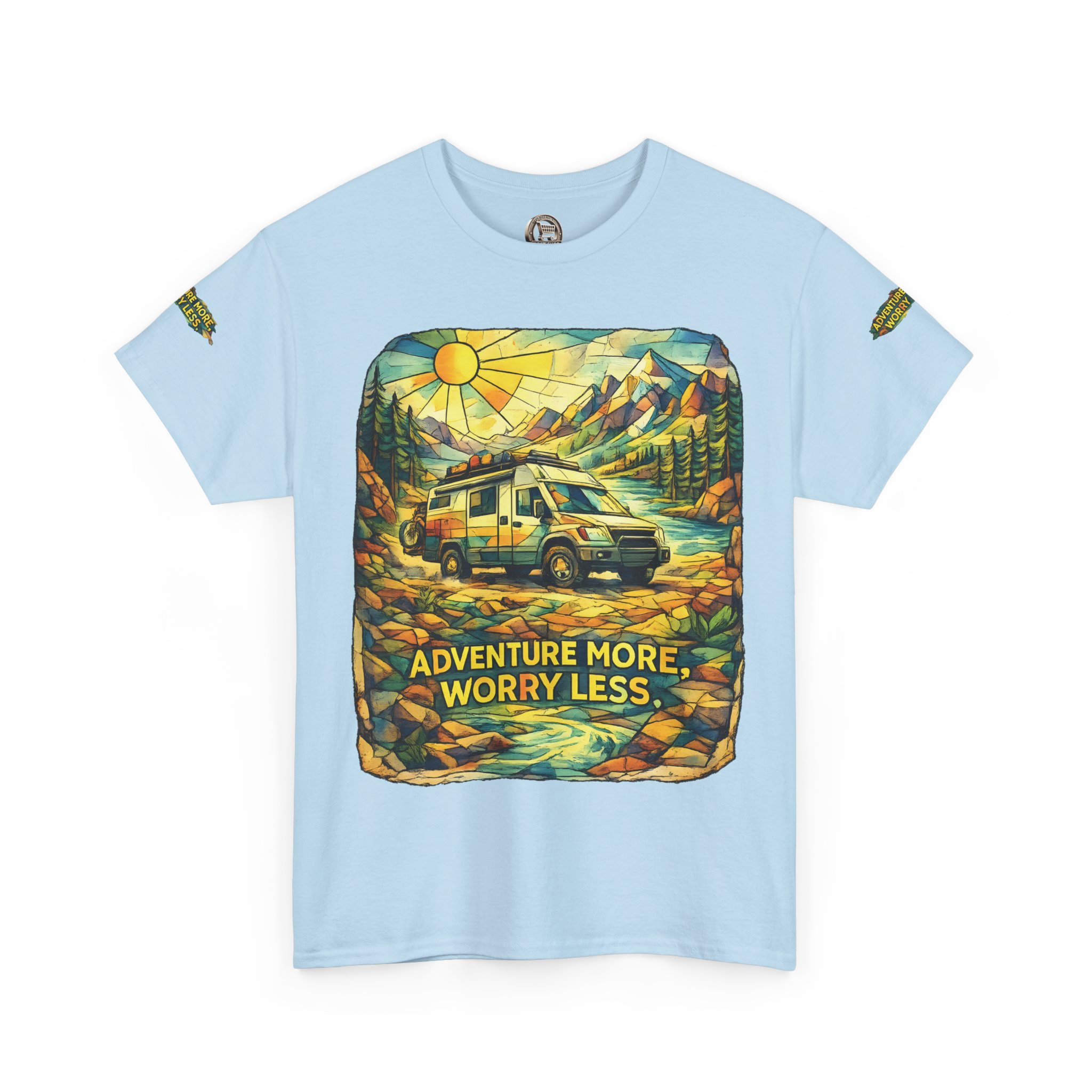 61051414926305152_2048.jpeg Unisex Heavy Cotton Tee — "Adventure More Worry Less" Design Cubic-Line