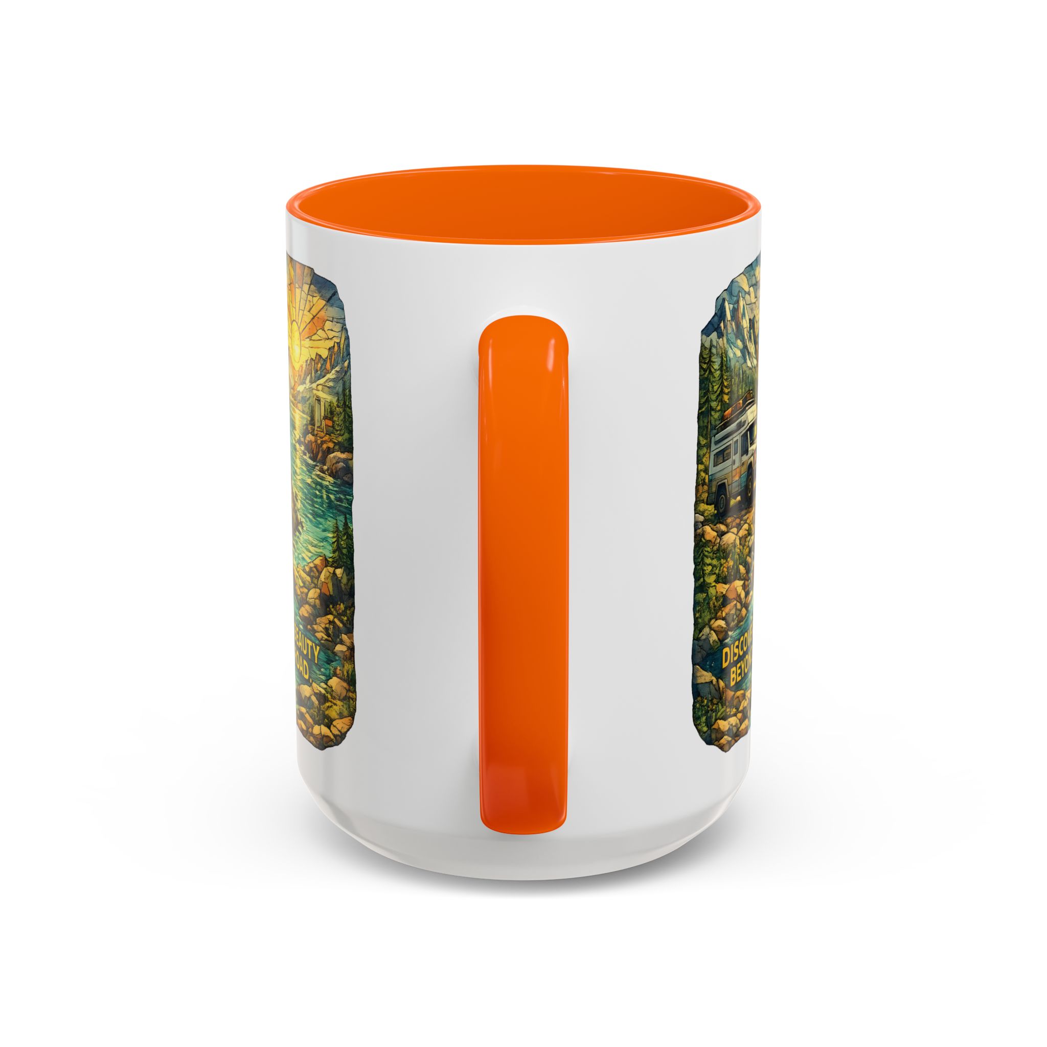 6105418445989369476_2048.jpeg Accent Coffee Mug (11, 15oz) — "Discover The Bieuty Beyond The Road" Design Cubic-Line