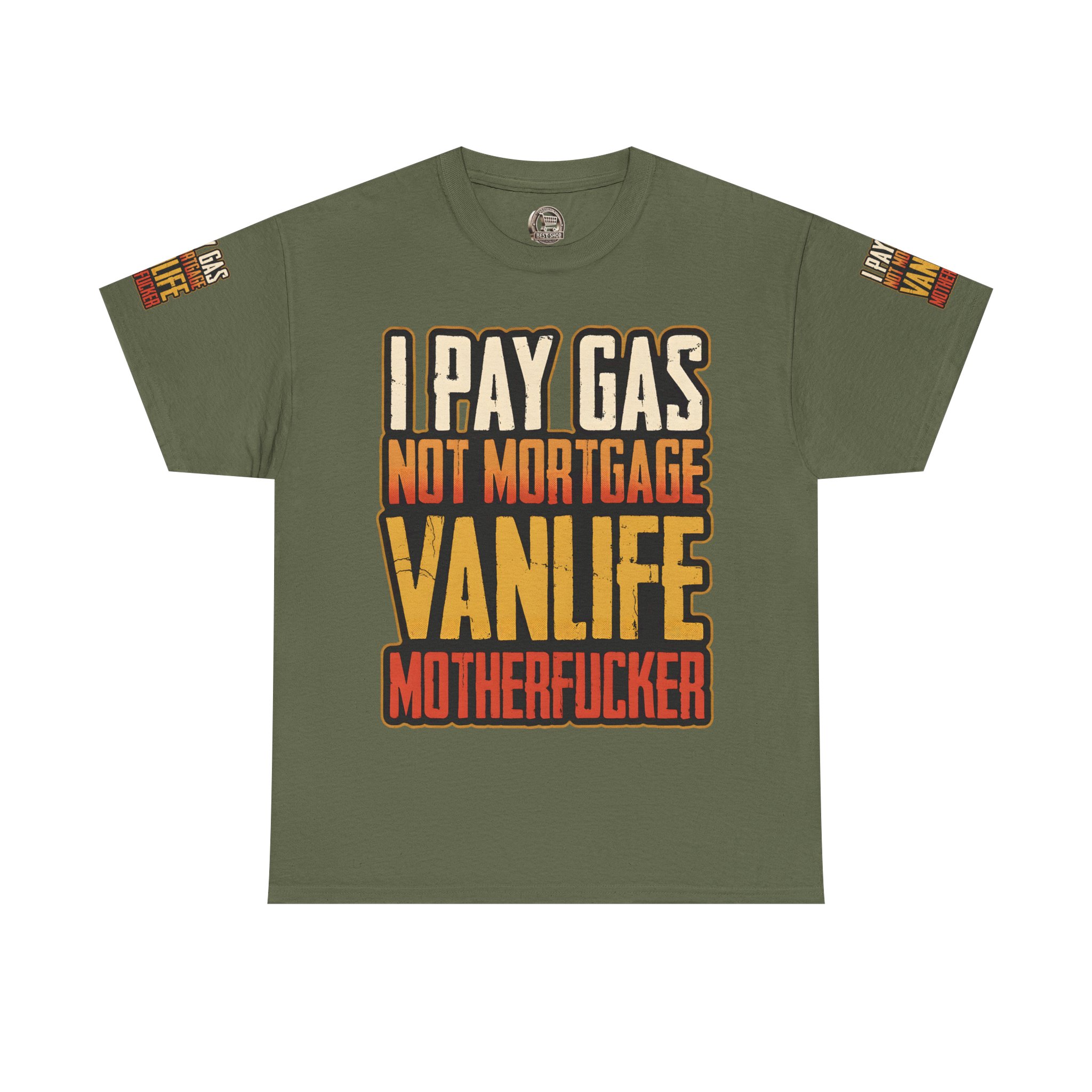Unisex Heavy Cotton Tee — "I Pay Gas Not Mortgage" Design F**K-Line