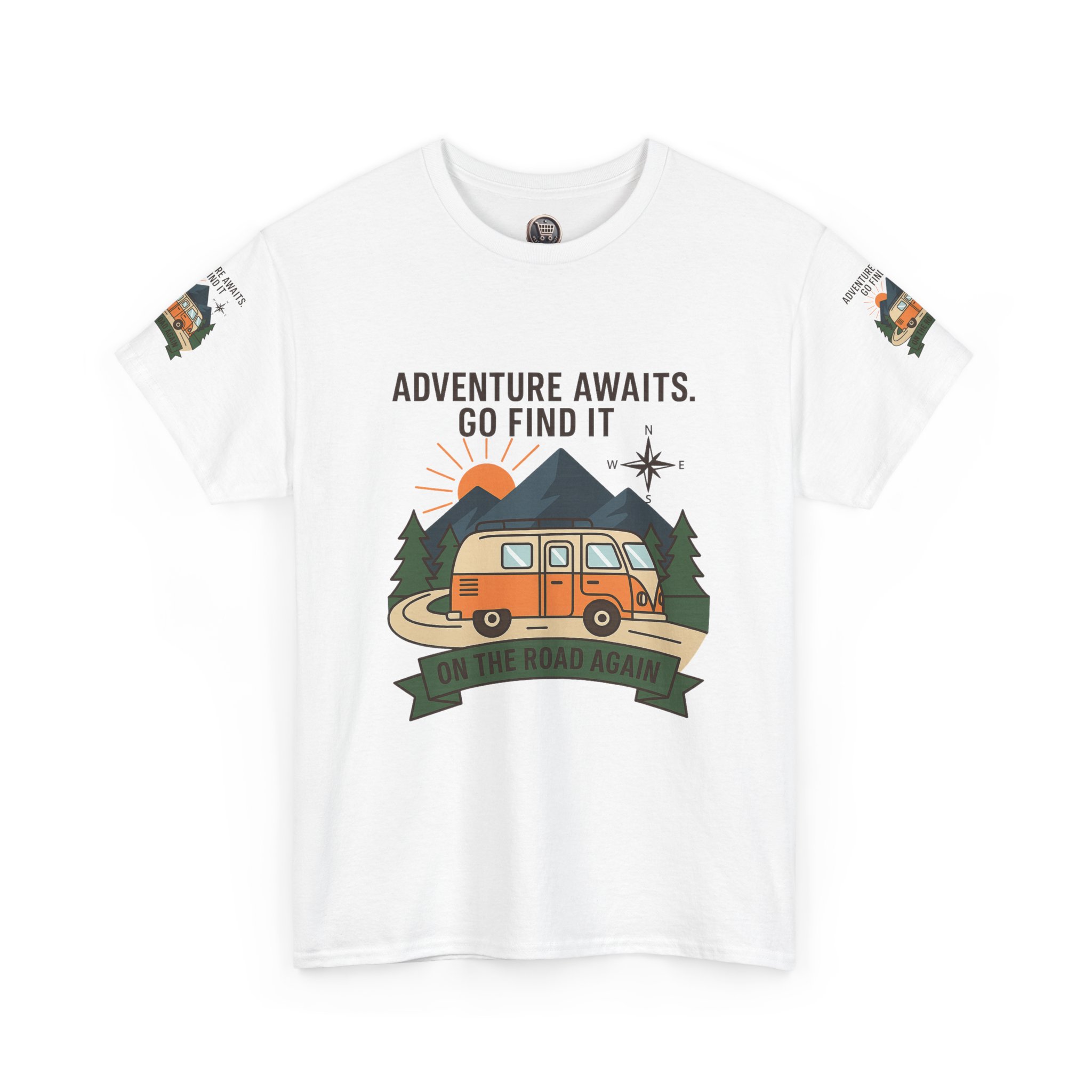 6108086860619591668_2048.jpeg Unisex Heavy Cotton Tee — 'Adventure Awaits. Go Find It' Camper Van T‑Shirt