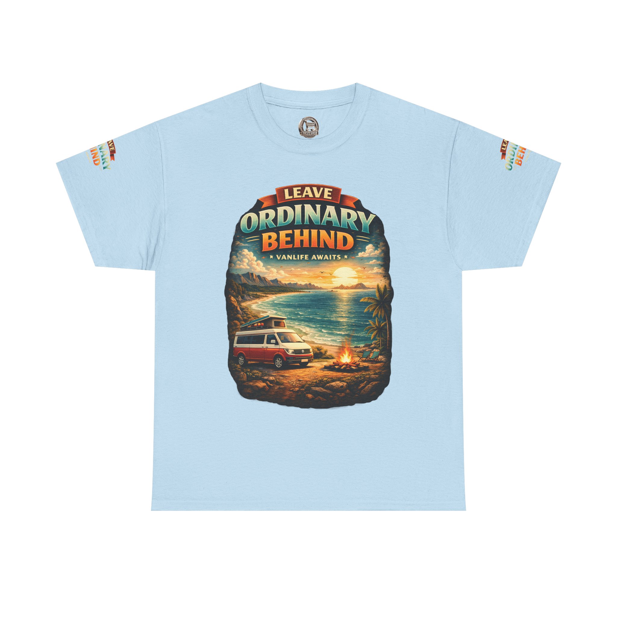 Unisex Heavy Cotton Tee — "Leave Ordinary Behind" Design Scenic-Line