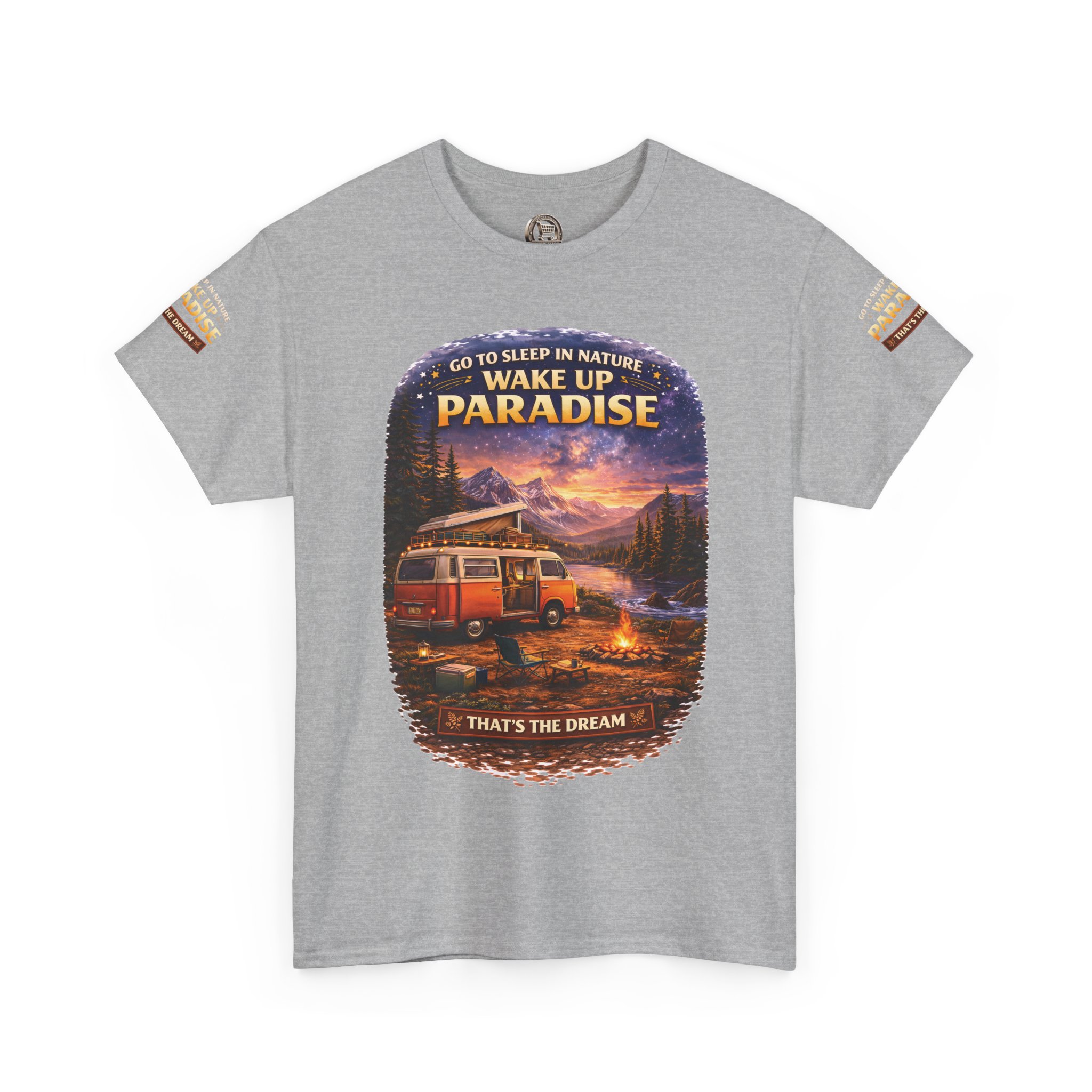 Unisex Heavy Cotton Tee — "Go Sleep In Nature" Design Scenic-Line