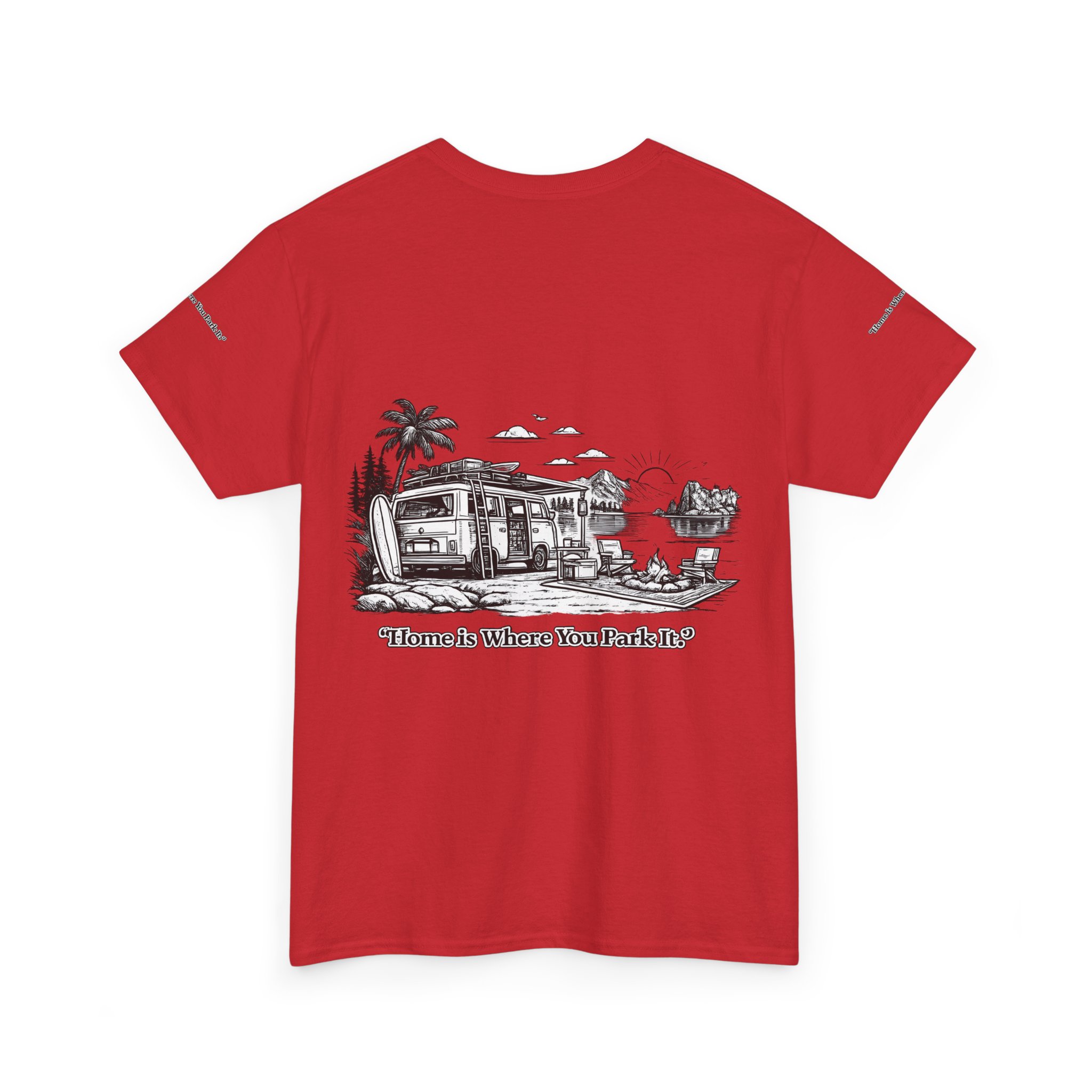 6112393804213728929_2048.jpeg Unisex Heavy Cotton Tee — "Home Is Where You Park It" Design Minimal-Line