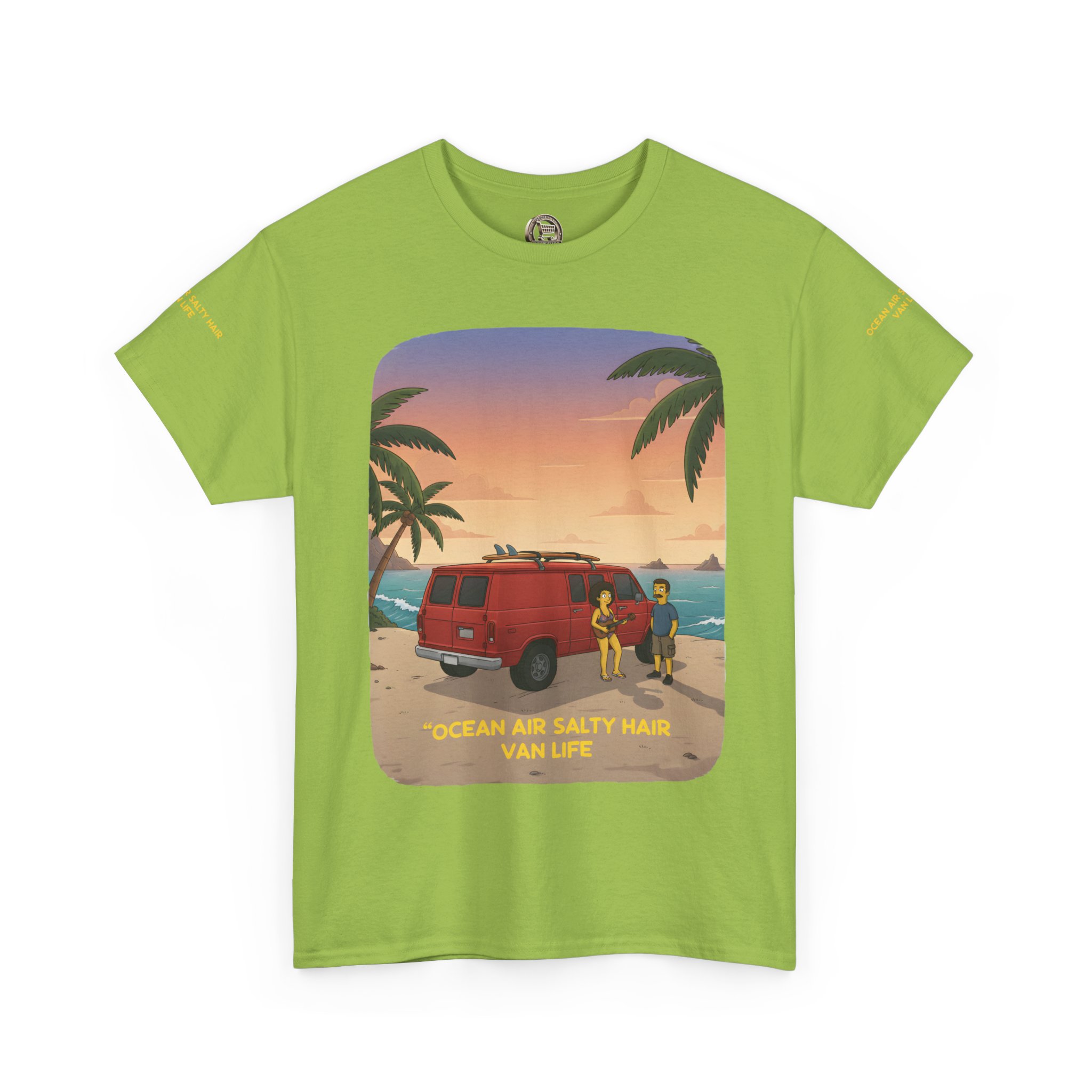 Unisex Heavy Cotton Tee — "Ocean Air Salty Hair Van Life" Design Sitcom-Line