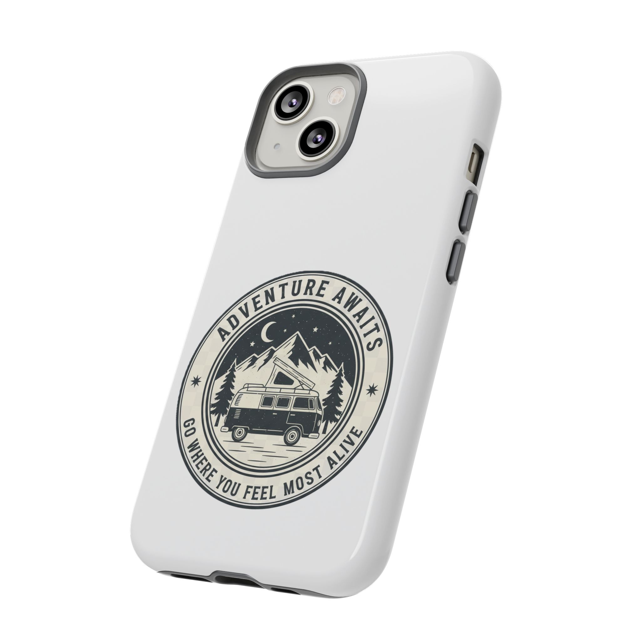 Phone Case — "Adventure Awaits-Go Where You Feel Most Alive" Camper Van Design