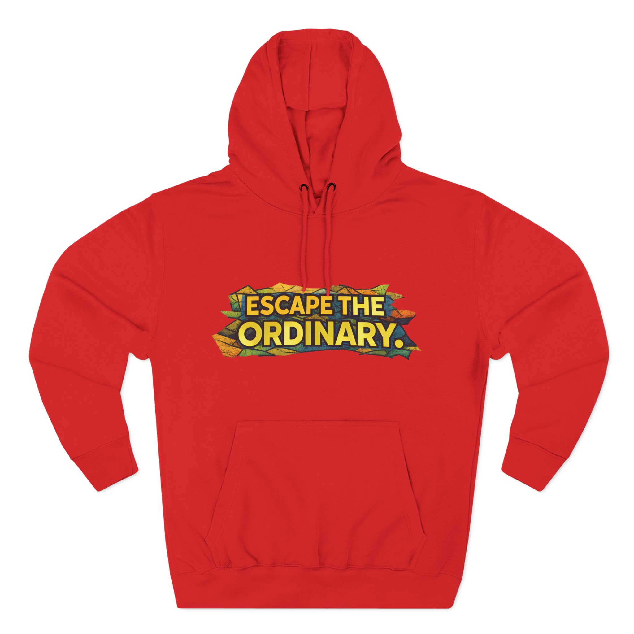 Three-Panel Fleece Hoodie - "Escape The Ordinary" Design Cubic-Line