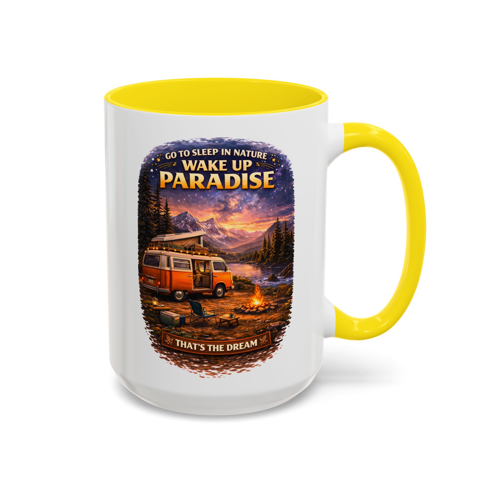 Accent Coffee Mug (11, 15oz) — "Go to Sleep in Nature" Design Scenic-Line