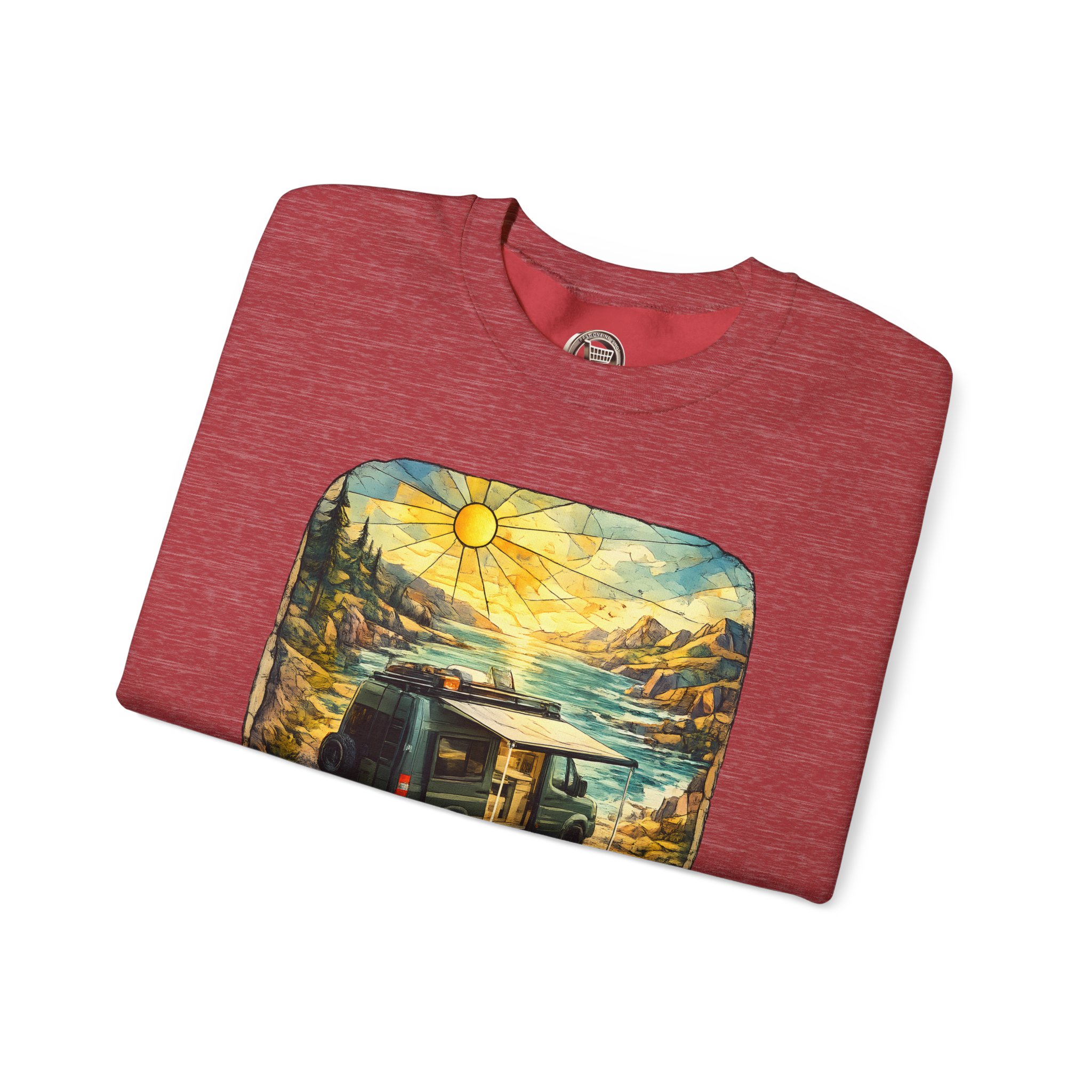 Unisex Heavy Blend™ Crewneck Sweatshirt — "Discover The Great Outdoors" Design Cubic-Line