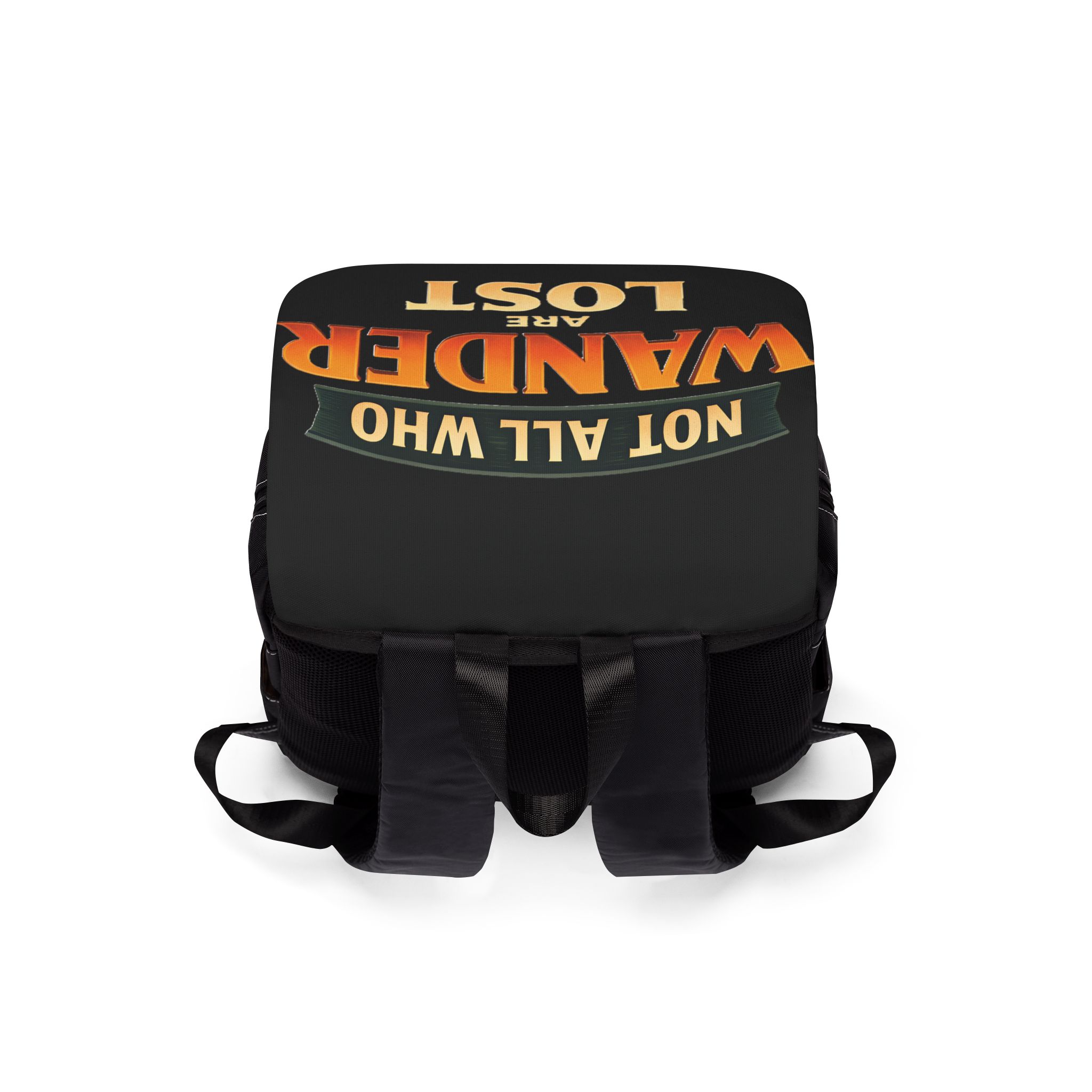 Unisex Casual Shoulder Backpack—"Not All Who Wander" Design Scenic-Line(Campervan)