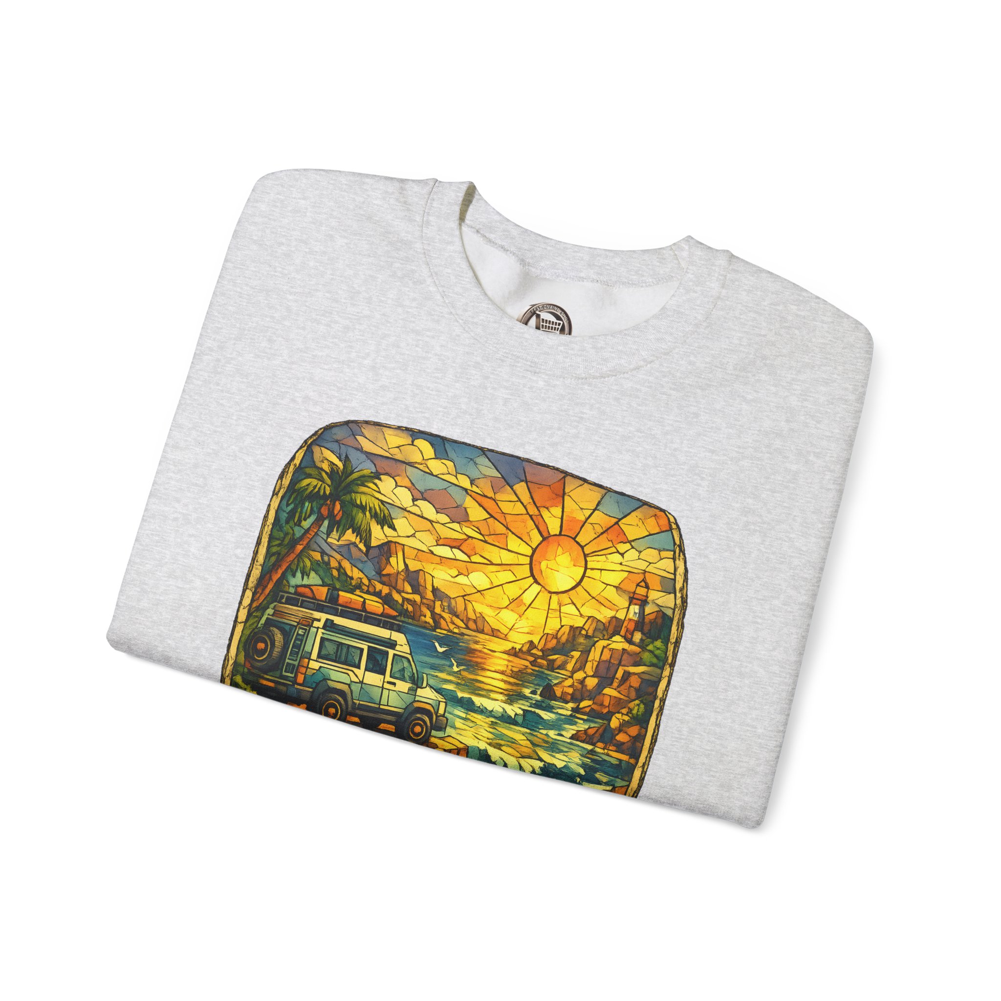 Unisex Heavy Blend™ Crewneck Sweatshirt — "Explore Beyond The Horizon" Design Cubic-Line